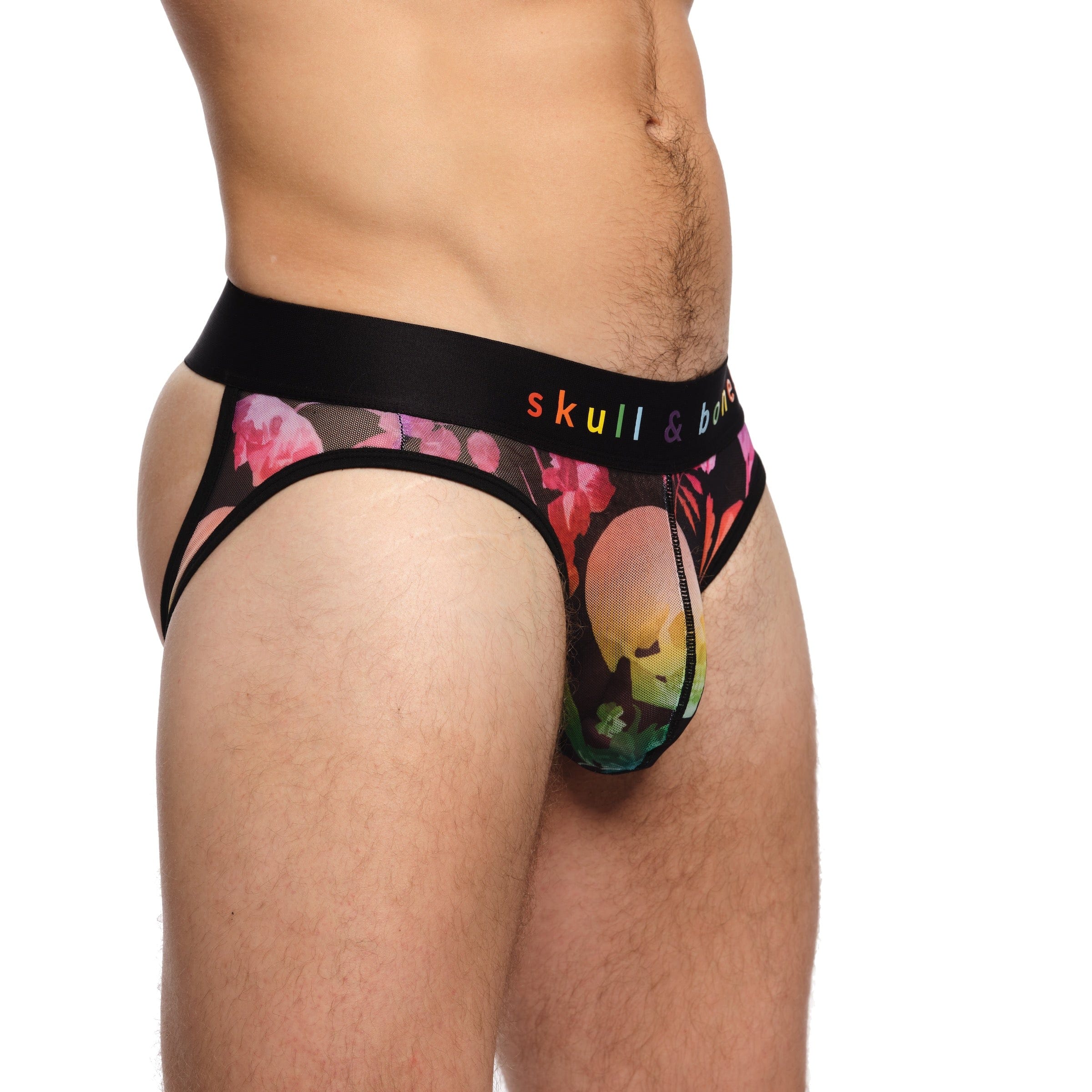 Rainbow Dutch Floral Mesh Y Jock Strap - Black Men's Underwear for Workout, Gym & Sports Performance | Comfortable & Breathable Design for Active Lifestyles