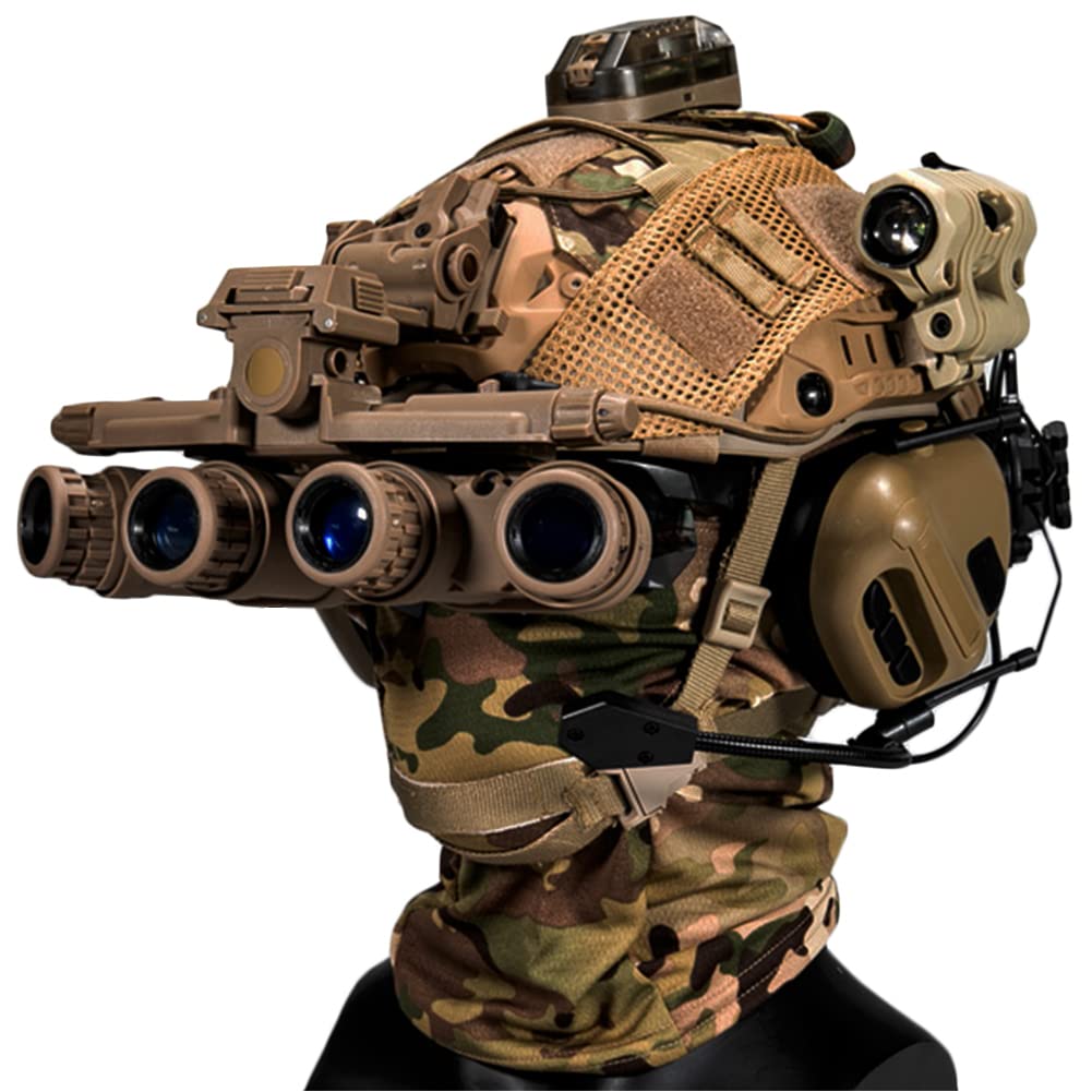 AQzxdc Tactical Paintball Helmet Set with Headset, Goggles, Visor, Flashlight & NVG Mount - Perfect for Airsoft, Hunting & Outdoor Combat Games | Ideal for Night Missions & Tactical Training