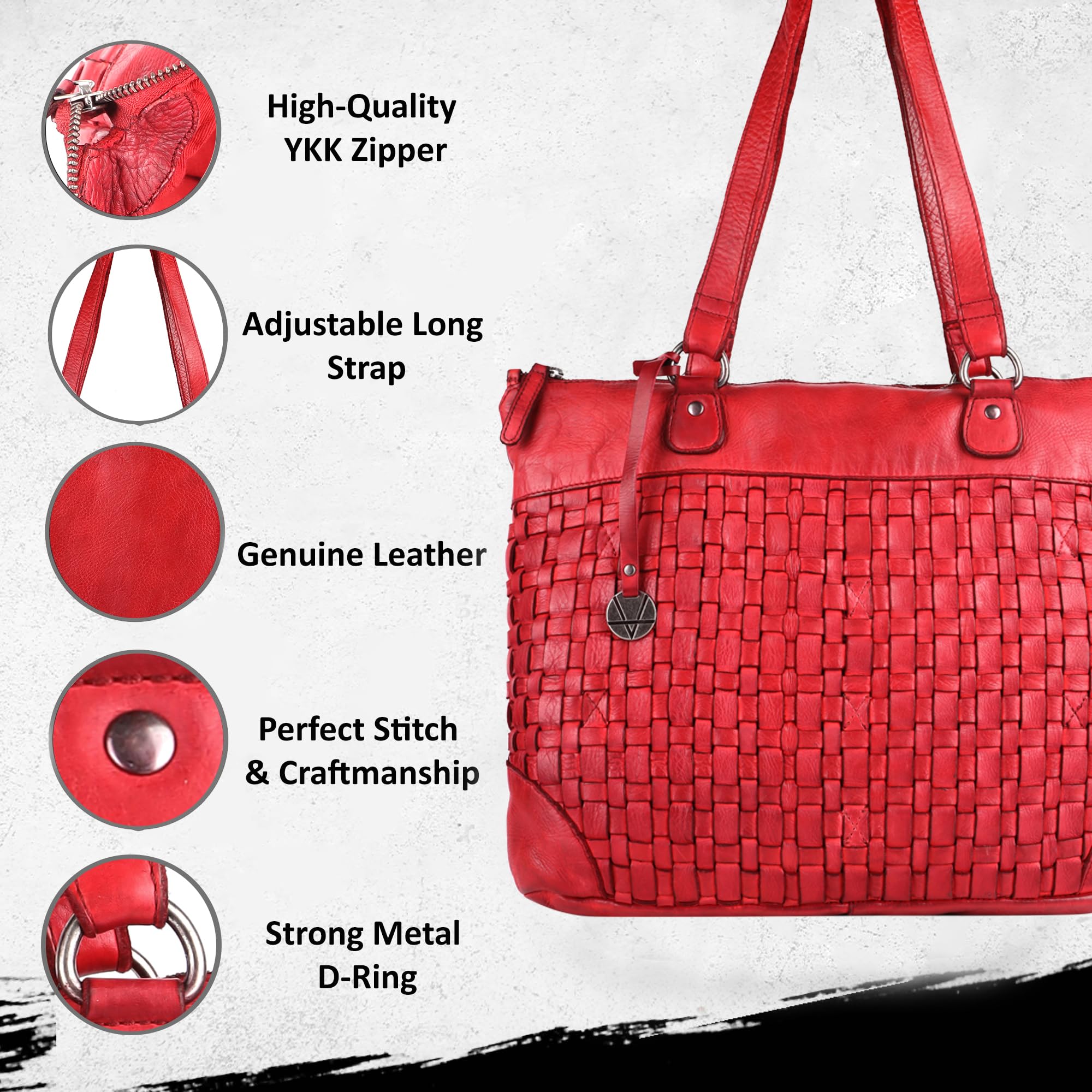 Premium Genuine Leather Women's Tote Bag - Stylish Satchel Purse with Top Handle & Adjustable Shoulder Strap - Perfect for Work, Travel & Everyday Use