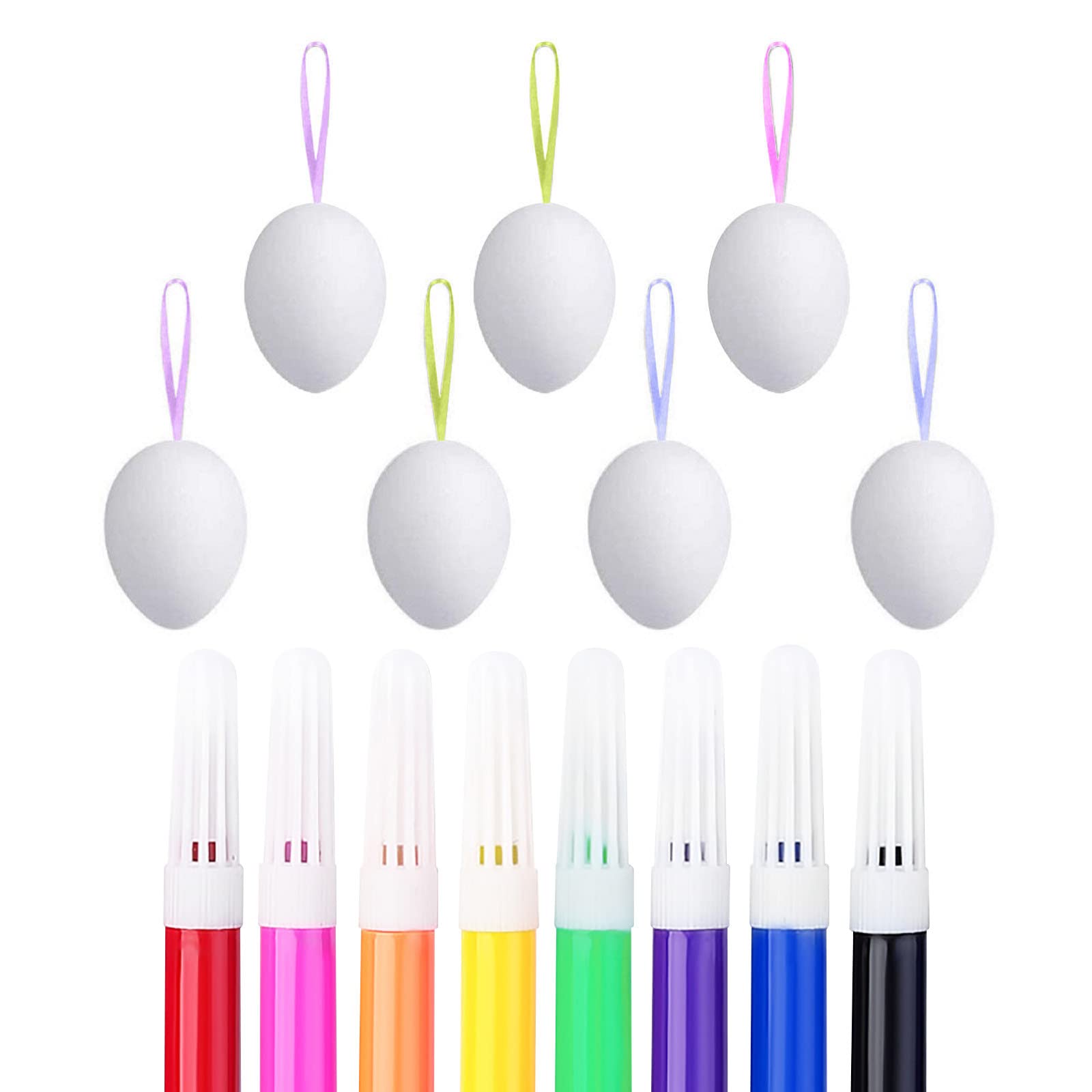 Easter Egg Decorating Kit for Kids - 8 Dye Markers, 50 Mini Easter Eggs, Stickers & Color Ropes | DIY Easter Crafts, Holiday Party Activities, Classroom Projects & Family Fun