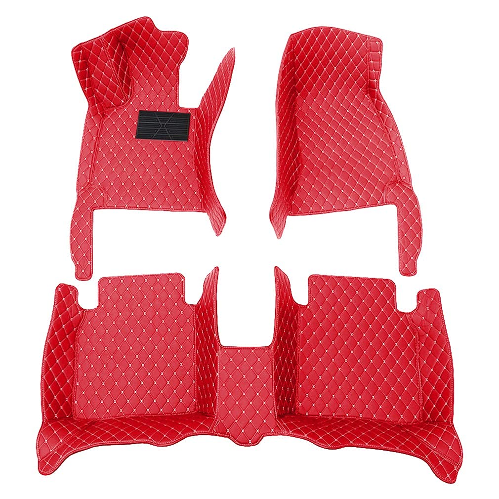 2007-2012 Ford Fusion Custom Fit Car Floor Mats - Premium Leather Waterproof All-Weather Protection Full Coverage Floor Liners (Red) - Perfect for Daily Commute, Road Trips & Winter Driving Protection