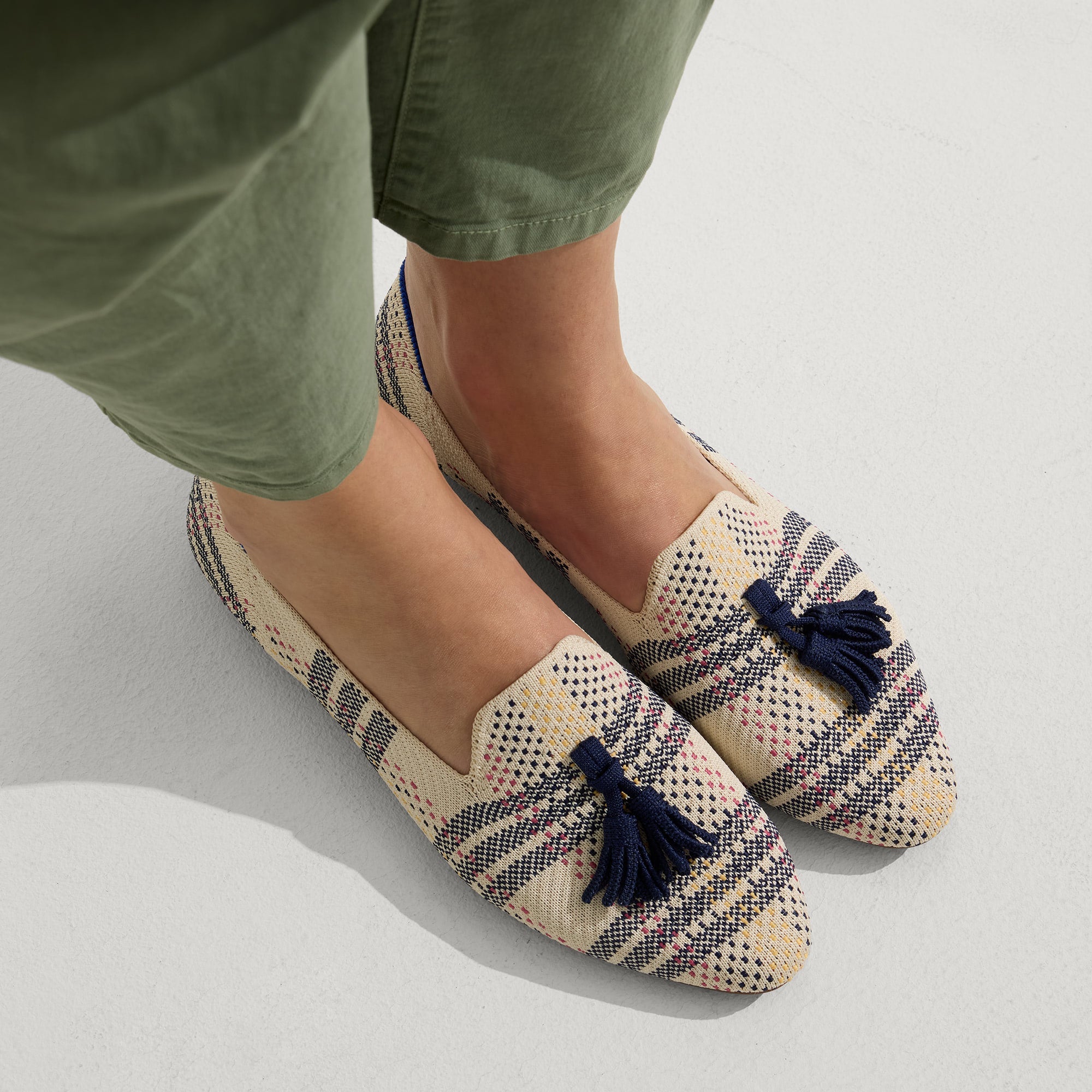 The Almond Tassel Loafer - Spring Plaid Flats for Women | Comfortable & Stylish Slip-On Shoes for Office, Casual Outfits & Spring Weddings