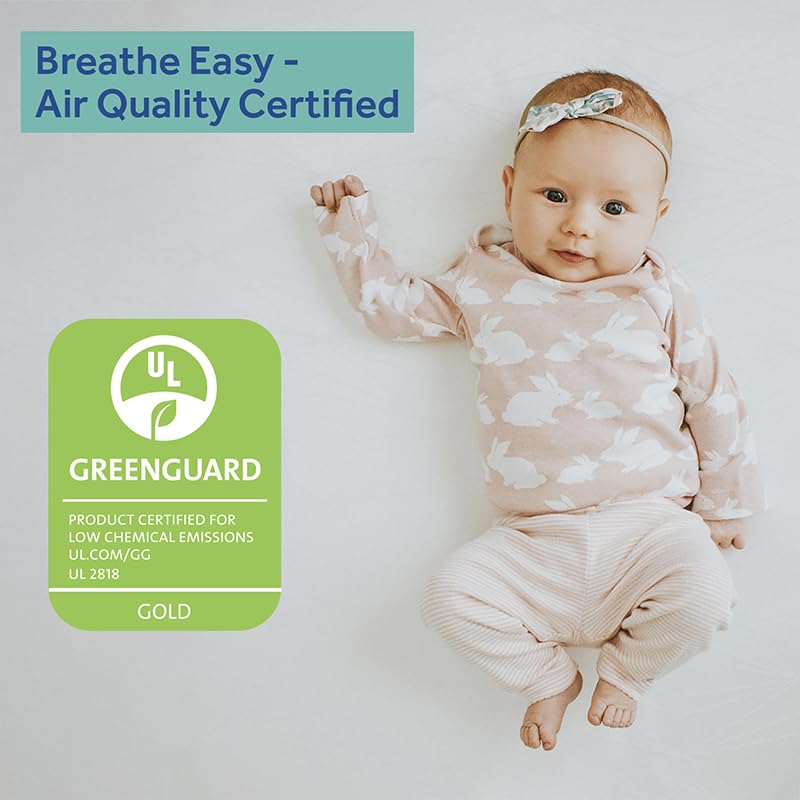 Sealy Baby Cozy Cool Hybrid 2-Stage Waterproof Crib Mattress & Toddler Bed | Cooling Foam, 204 Coils, Cotton Cover | GREENGUARD Gold Certified | Safety & Quality Tested | Made in USA | 52