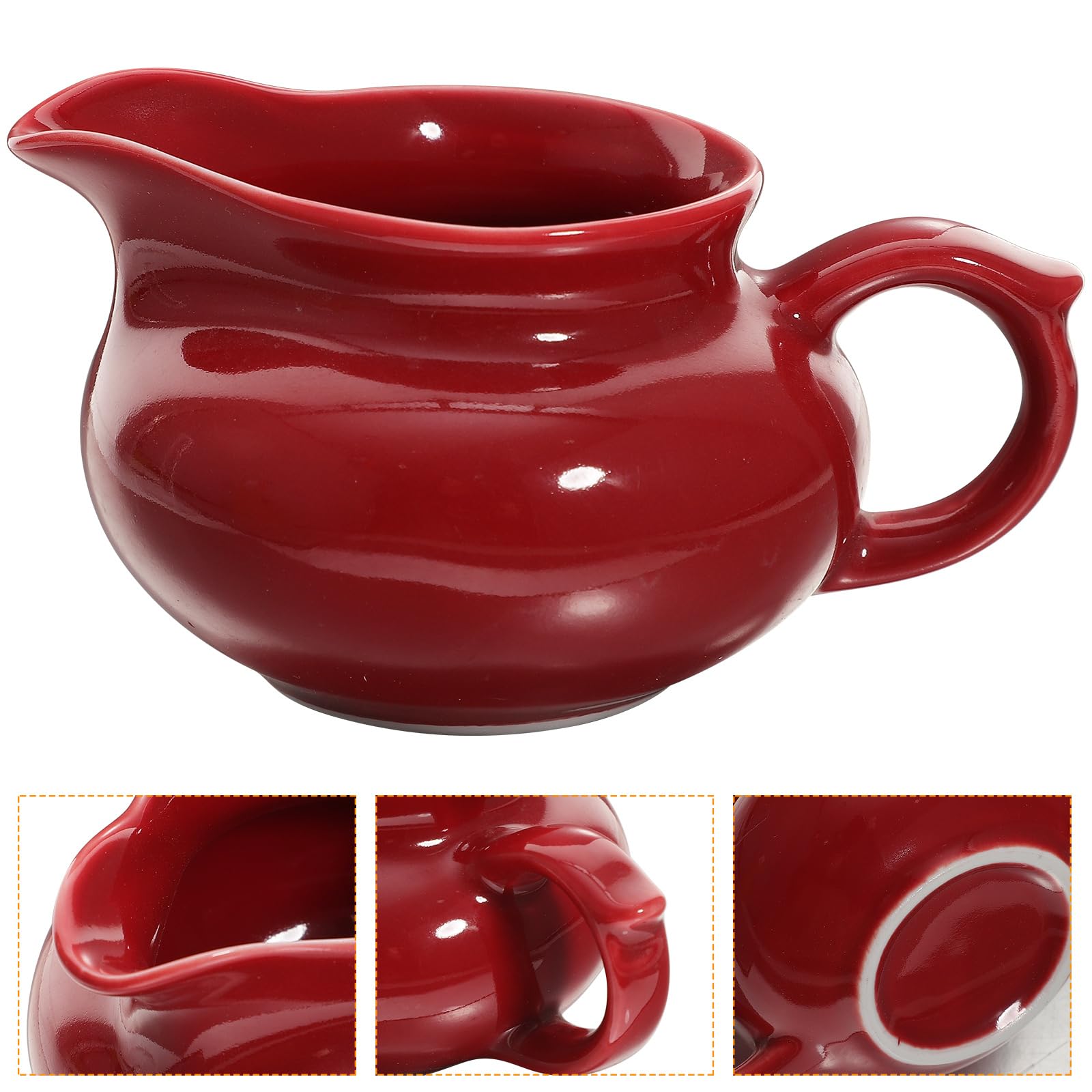 PRETYZOOM Ceramic Creamer Gravy Boat with Handle - Dripless Spout Coffee Milk Pitcher & Sauce Jug for Salad Dressing, Broth, Syrup - Perfect for Coffee Shops, Restaurants, and Home Kitchens (Black)