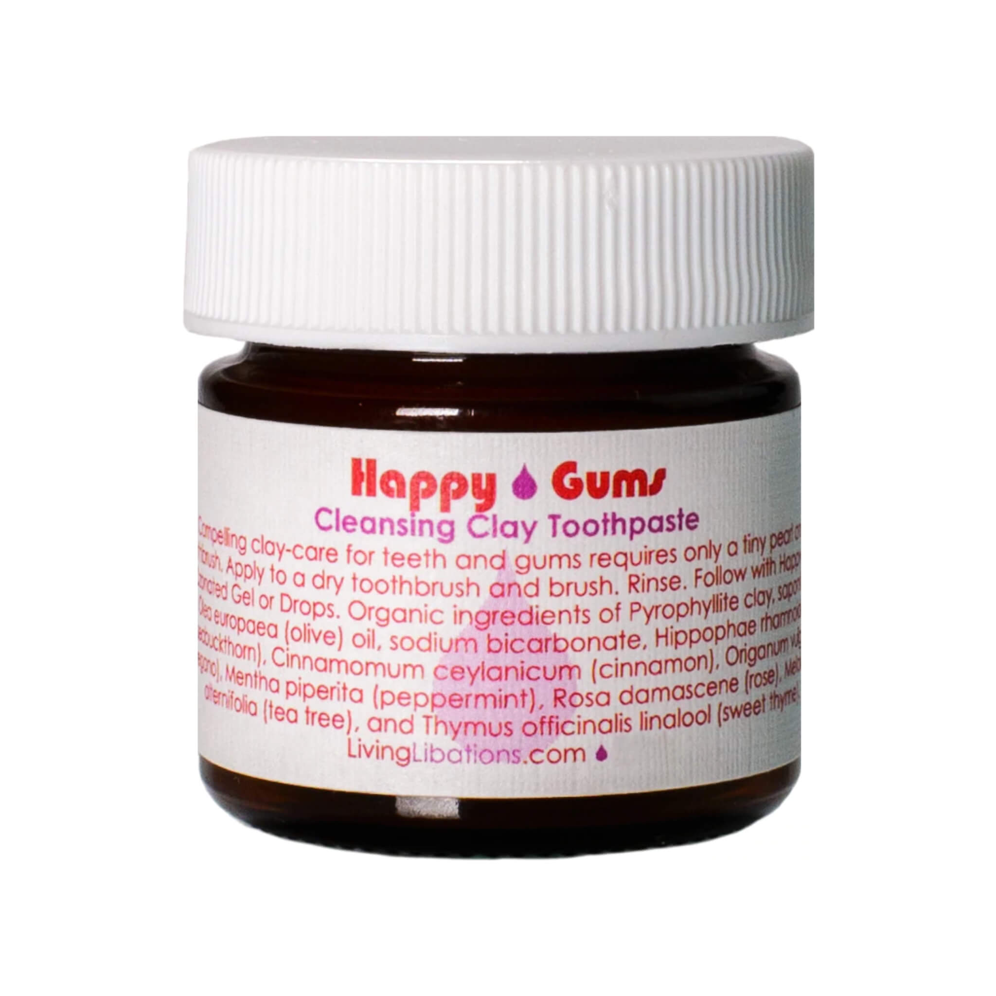 Happy Gums Natural Cleansing Clay Toothpaste for Sensitive Teeth - Whitening & Plaque Removal - Organic & Fluoride-Free Dental Care for Daily Use at Home or Travel