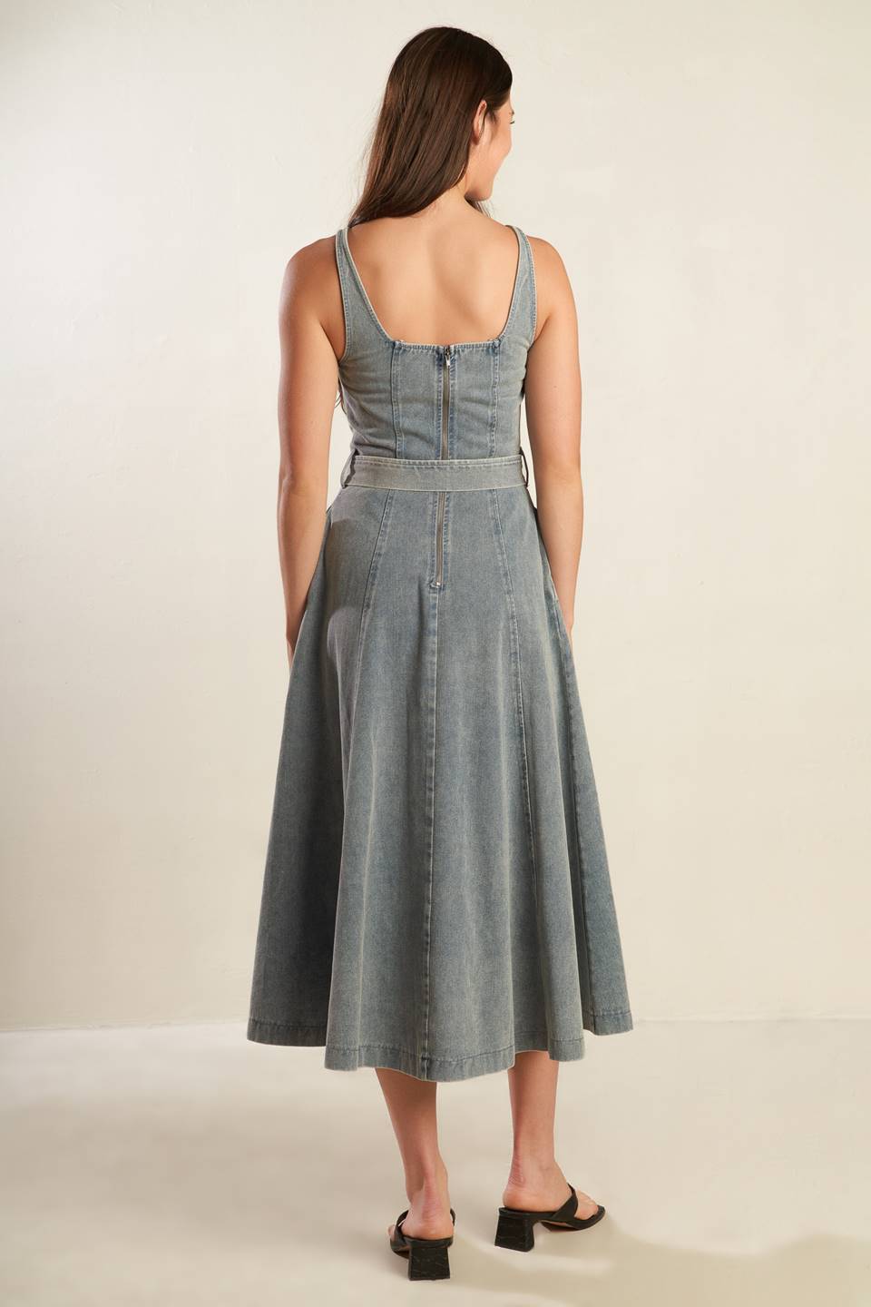Stylish A Day at the Vineyard Denim Midi Dress for Women - Perfect for Wine Tasting, Brunch & Summer Outings