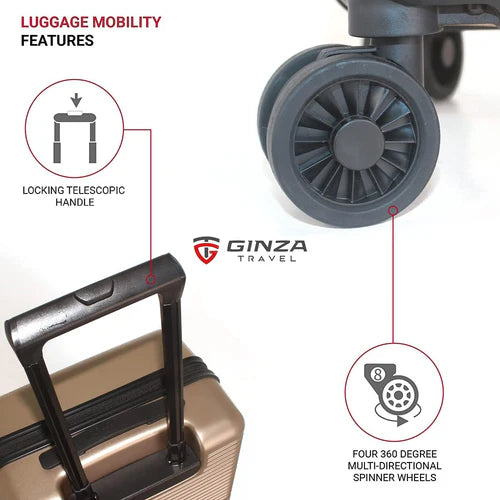 Ginza Travel Hardside Spinner Luggage 2-Piece Set (20/28 Inch) - Lightweight Durable Suitcase for International Flights & Business Trips