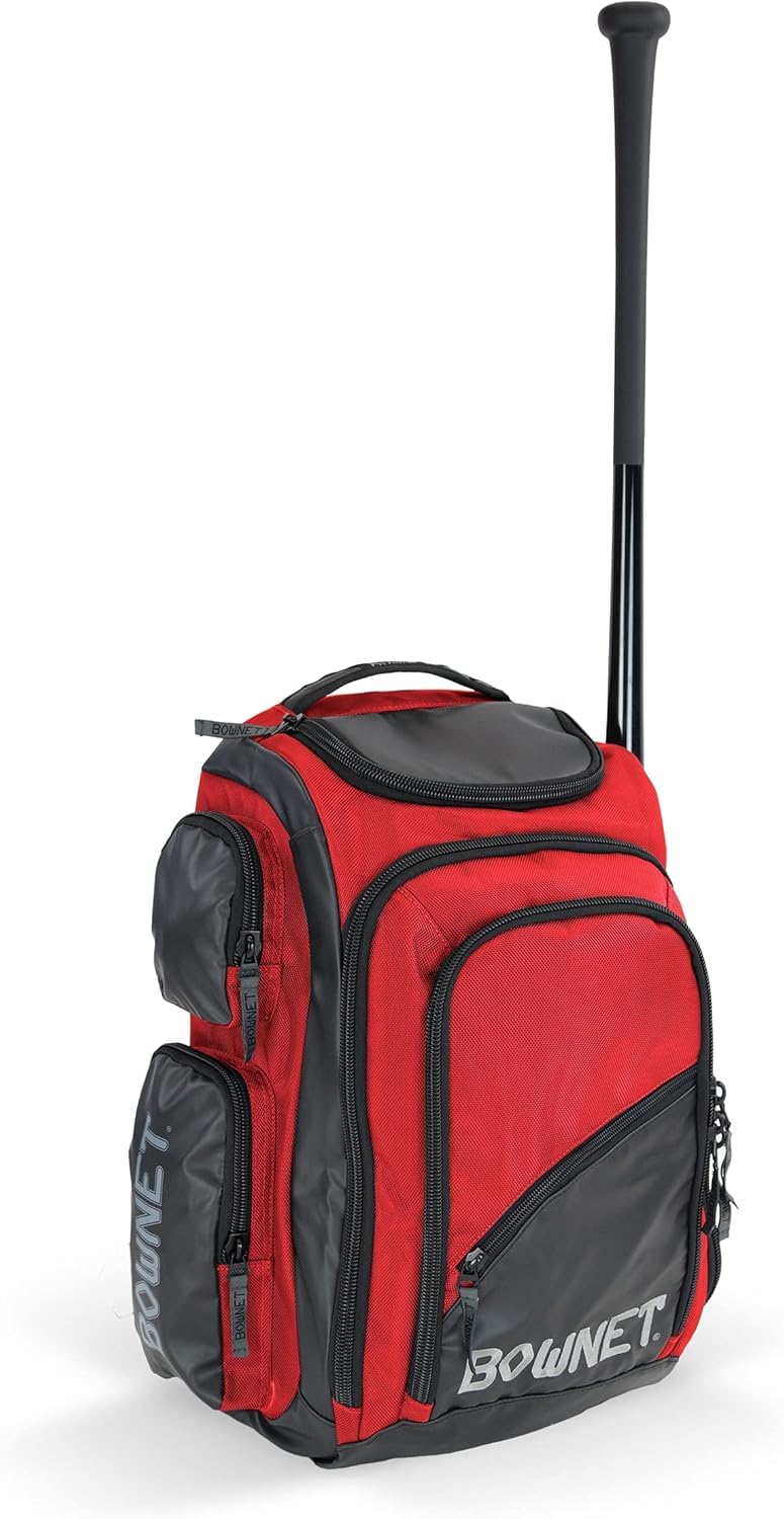 Bownet Commando Coaches Bat Bag - Baseball Backpack with Large Main Compartment for Boys & Girls - Holds 1 Fungo Bat & Water Bottle - Perfect for Youth Baseball Practice, Games & Training Sessions