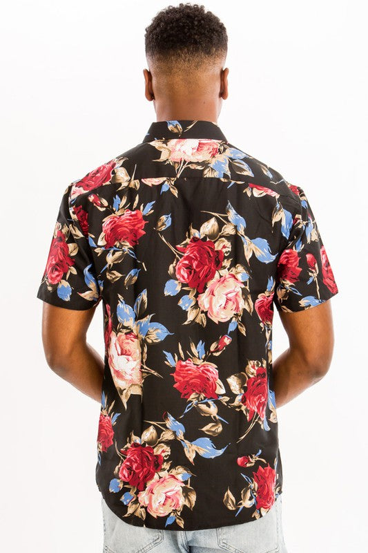 Hawaiian Shirt for Men & Women - Tropical Floral Print Short Sleeve Button Up Shirt | Beach Vacation, Luau Party, Summer Casual Wear