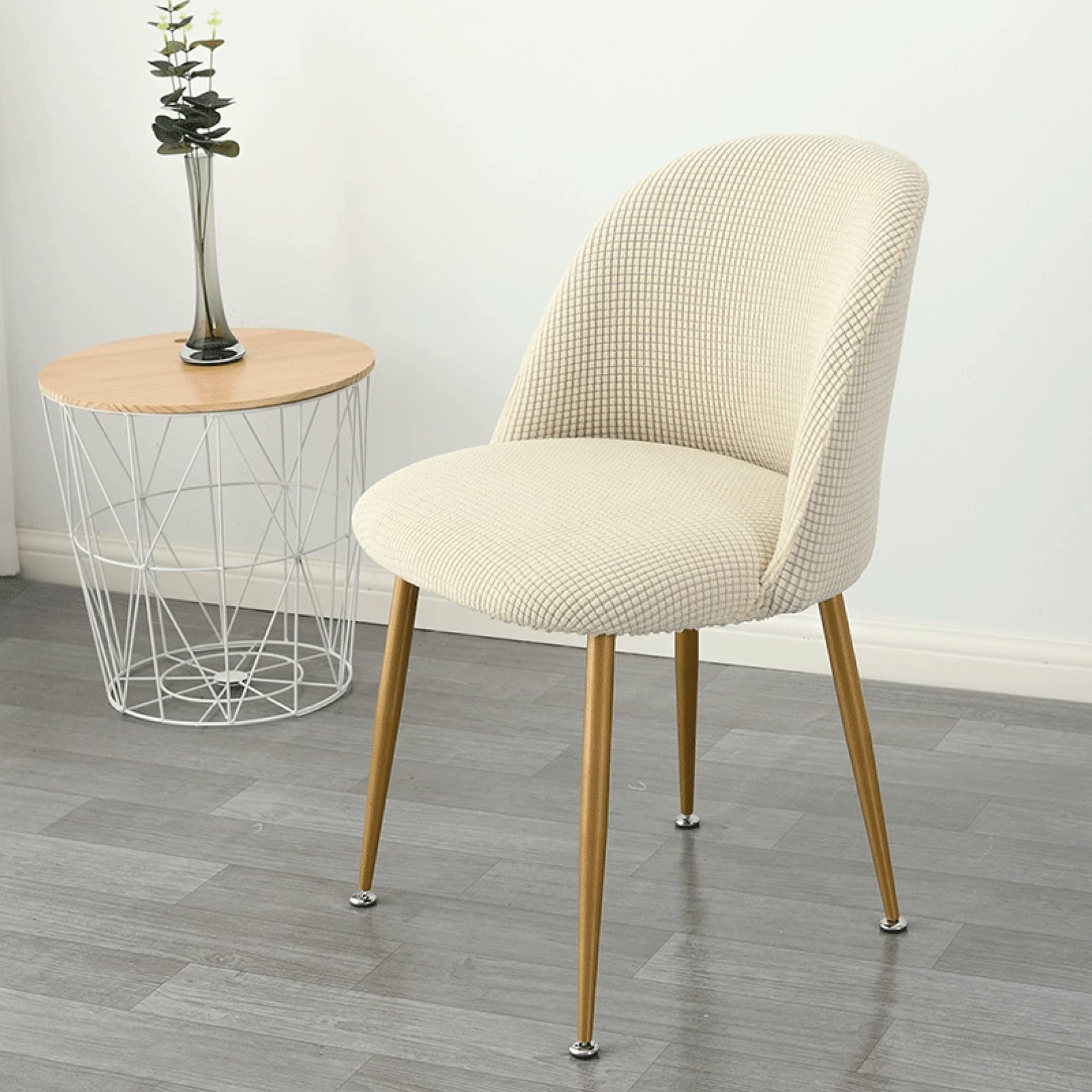 Anti-Slip Dining Chair Covers - Modern Mid-Century Solid Color Slipcovers for Club Chairs with Curved Back | Perfect for Living Room, Hotel, Bar & Restaurant Use