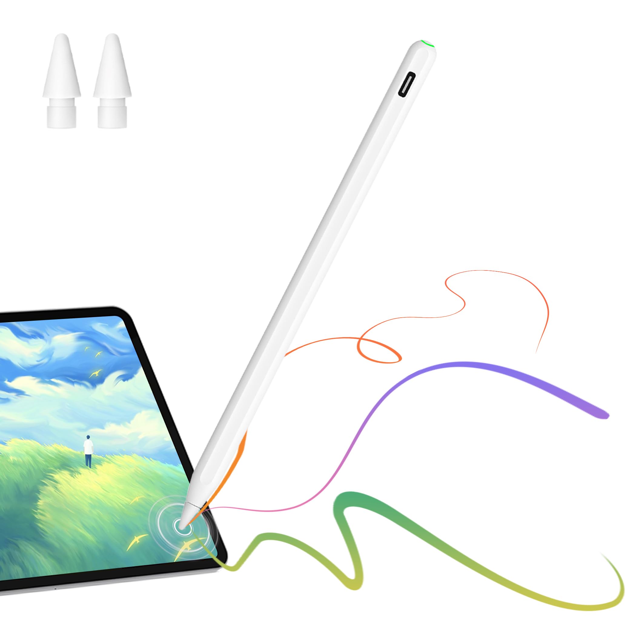 Apple Pencil Stylus for iPad (2018-2024 Models) - Compatible with iPad 10/9/8/7/6th Gen, iPad Mini 6/5th Gen, iPad Air 6/5/4/3rd Gen - Palm Rejection & Tilt Sensitivity - Perfect for Drawing, Note-Taking & Digital Art
