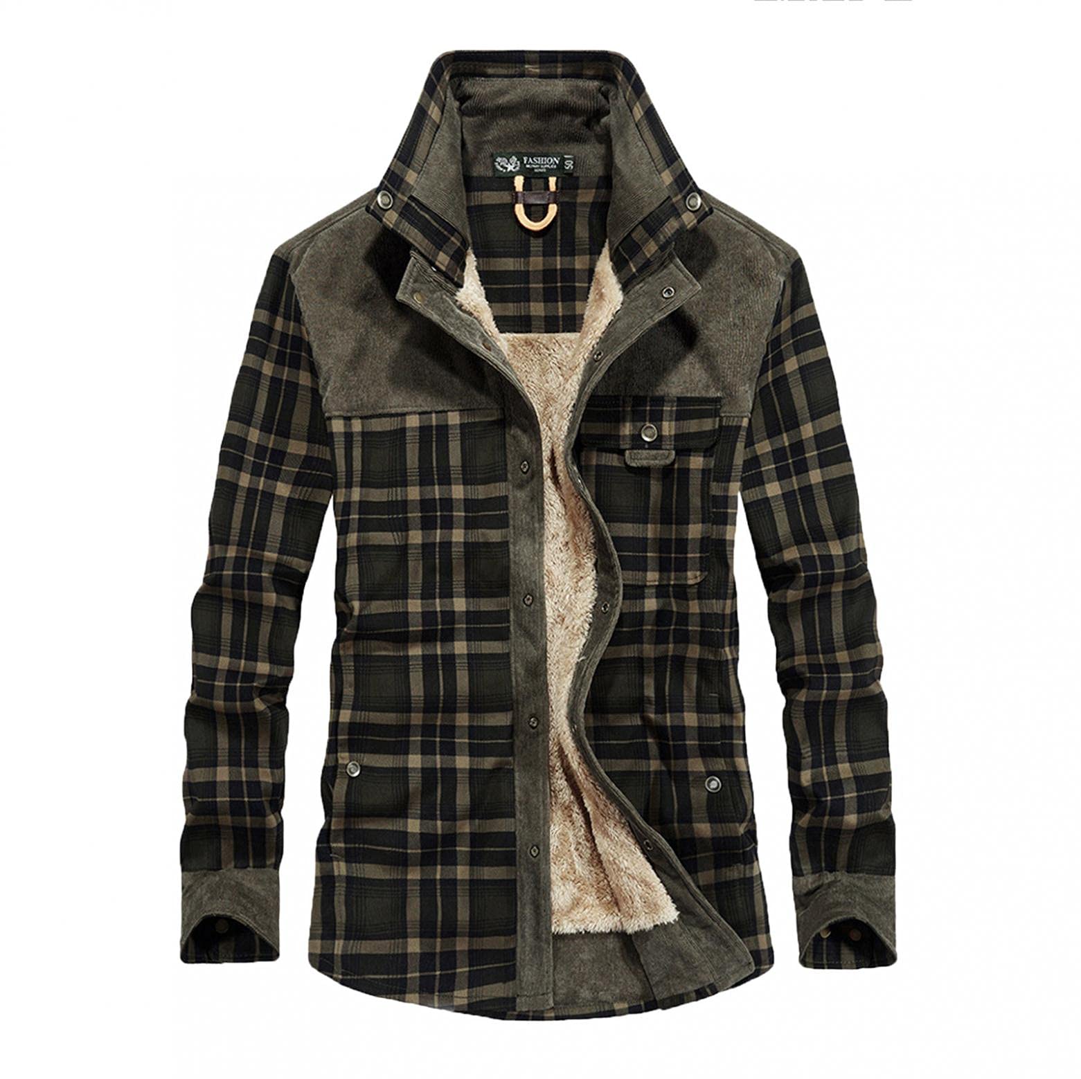 Men's Cotton Plaid Flannel Shirts - Lightweight Winter Jacket, Regular Fit Casual Button Down Shirt for Outdoor Activities & Daily Wear