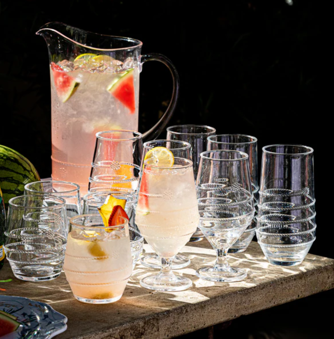 Juliska Amalia Clear Acrylic Small Tumbler - Perfect for Iced Coffee, Smoothies & Everyday Drinks at Home or Office