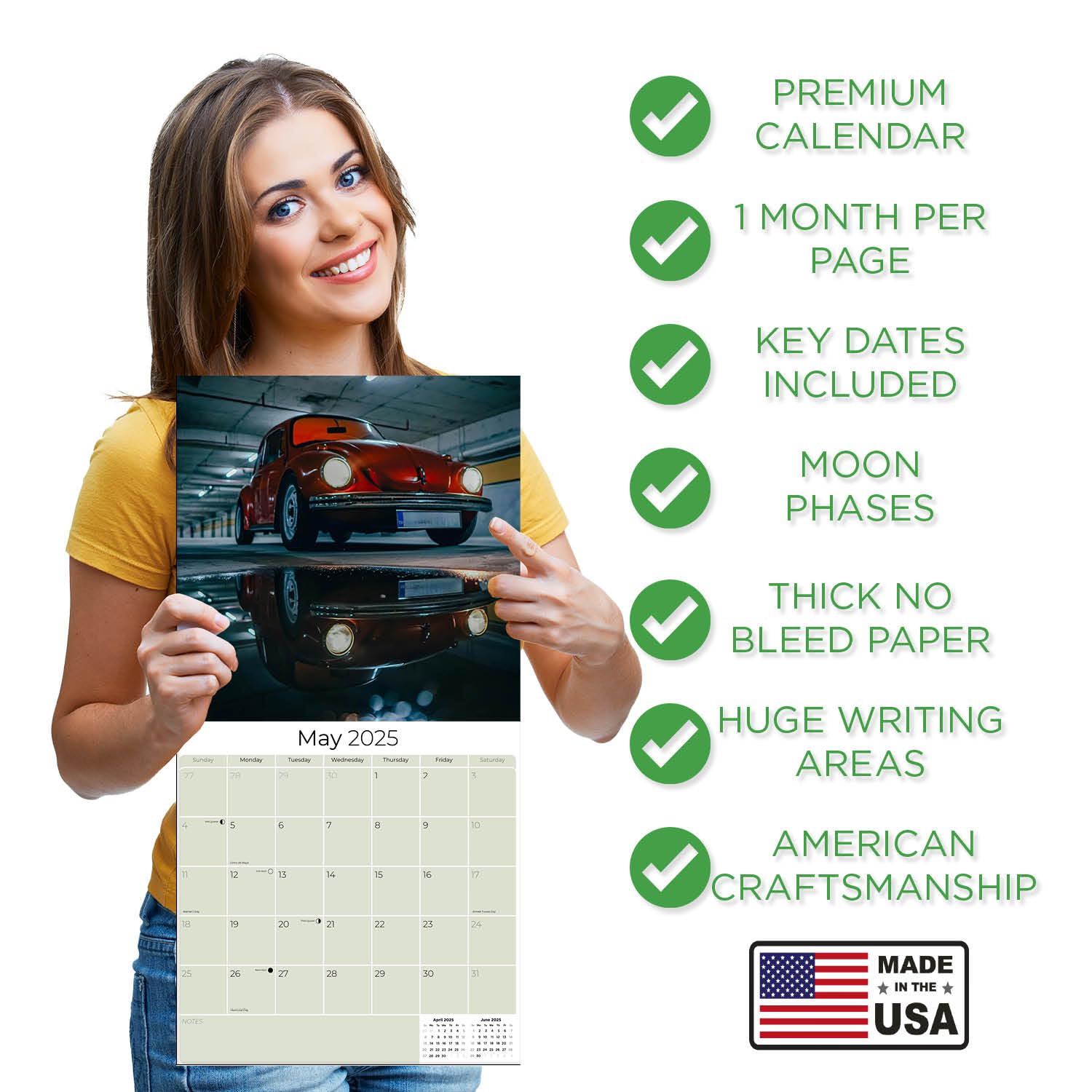 2024-2025 Volkswagen Beetle Classic Car Wall Calendar - 12