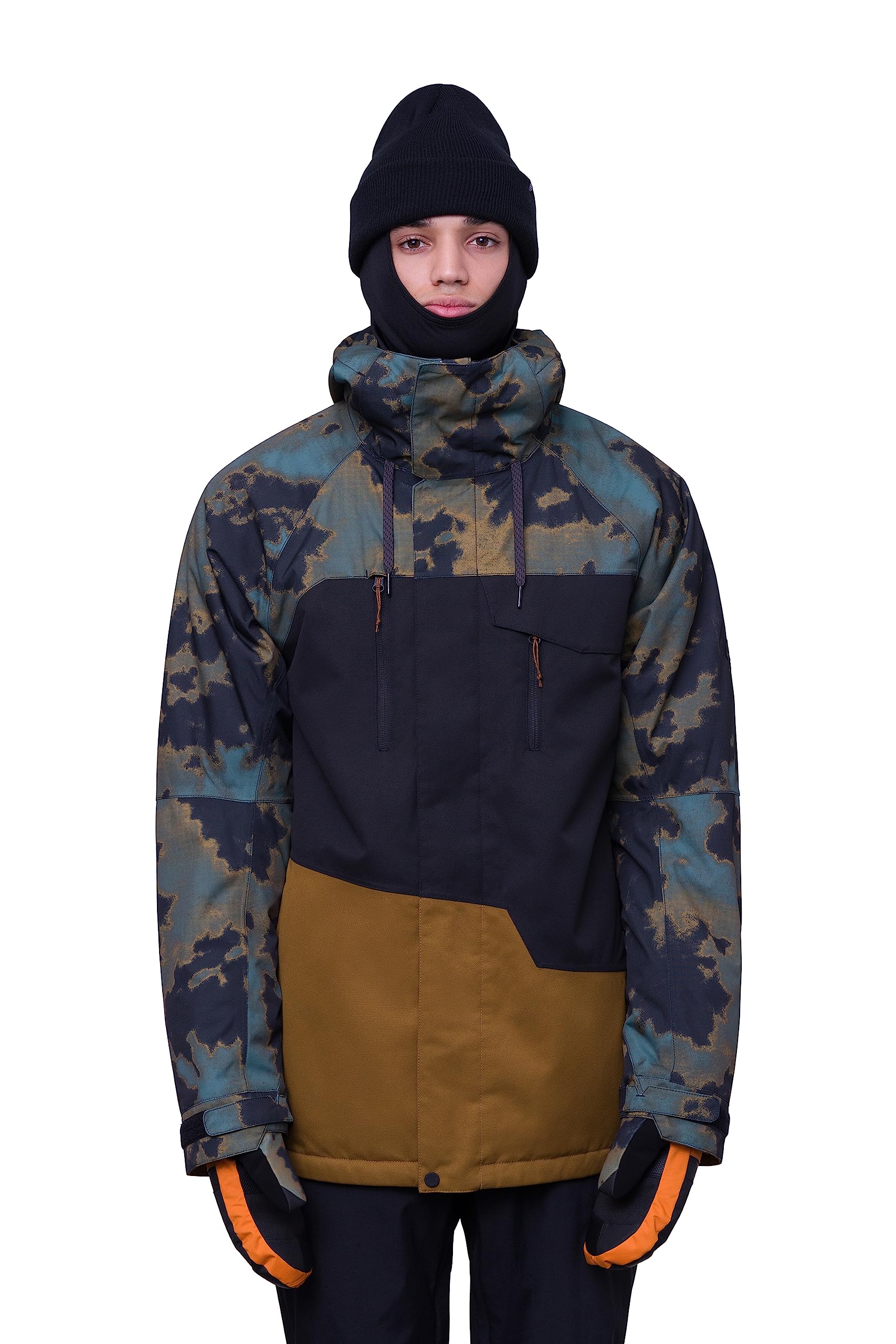 686 Men's Geo Insulated Jacket - Breathable Thermal Winter Coat with Asymmetrical Design - Waterproof & Weather Resistant for Outdoor Activities, Skiing, and Hiking