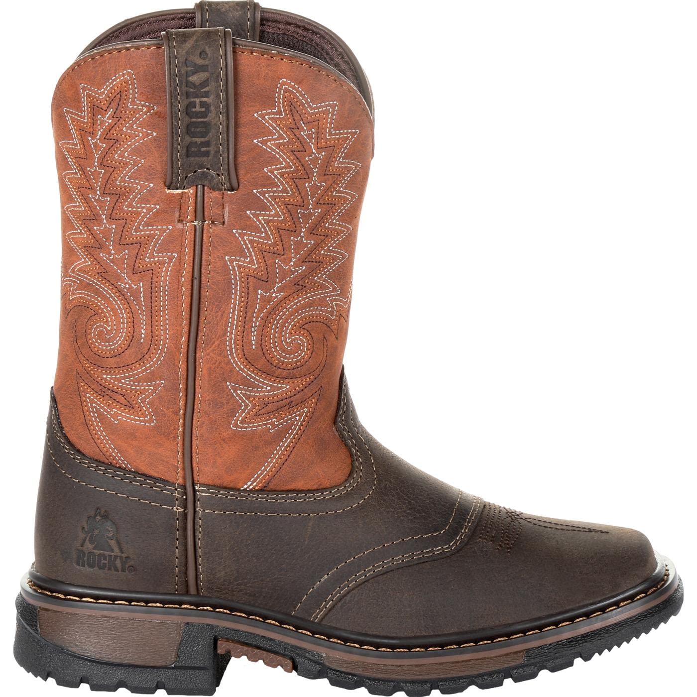 ROCKY Kids' Ride FLX Western Boots - Durable Leather Cowboy Boots for Boys & Girls - Perfect for Horseback Riding, Rodeos & Country Style Fashion