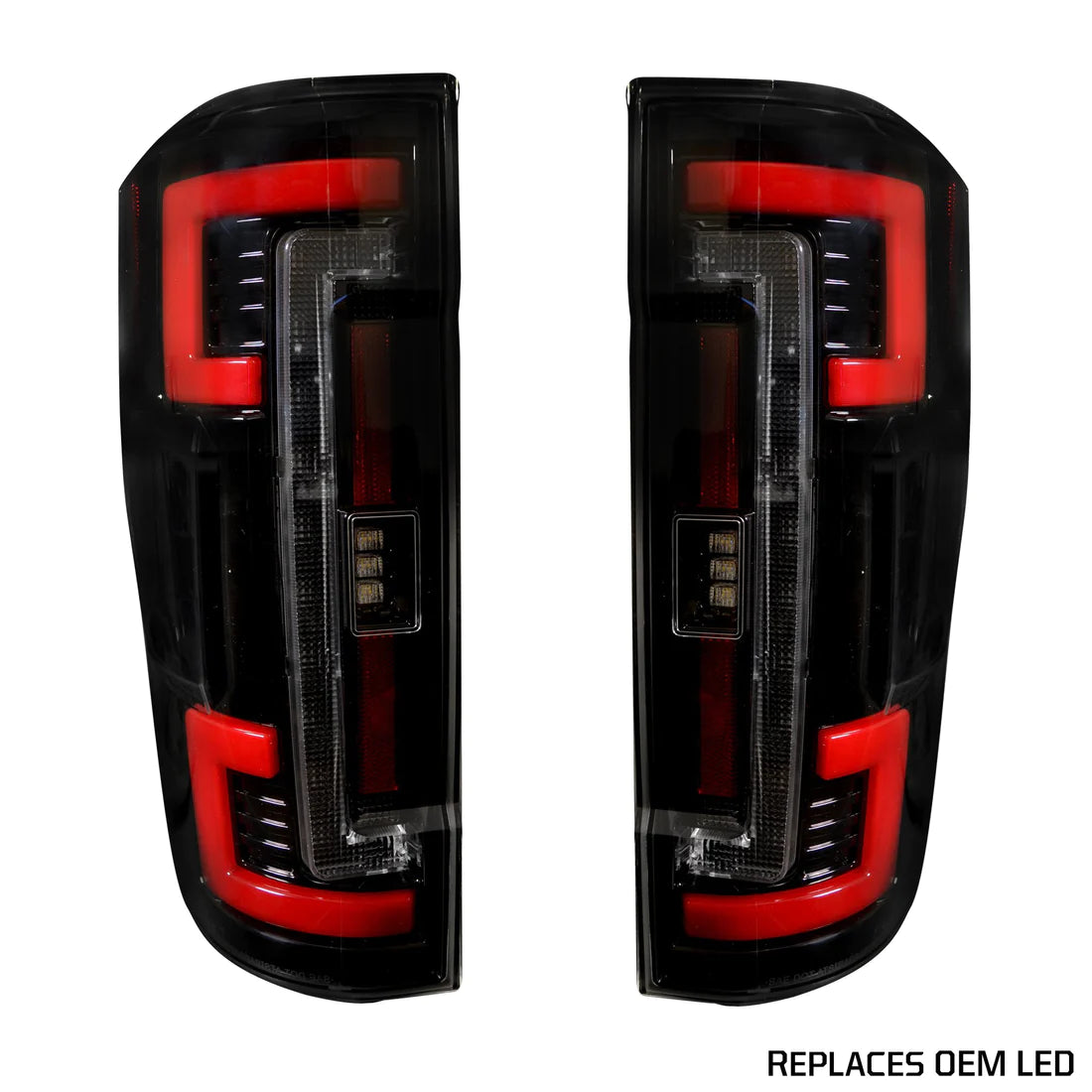 Ford Super Duty F250 F350 F450 F550 2017-2019 LED Tail Lights - Smoked OLED Replacement for OEM - Upgrade Your Truck Lighting for Night Driving & Enhanced Visibility