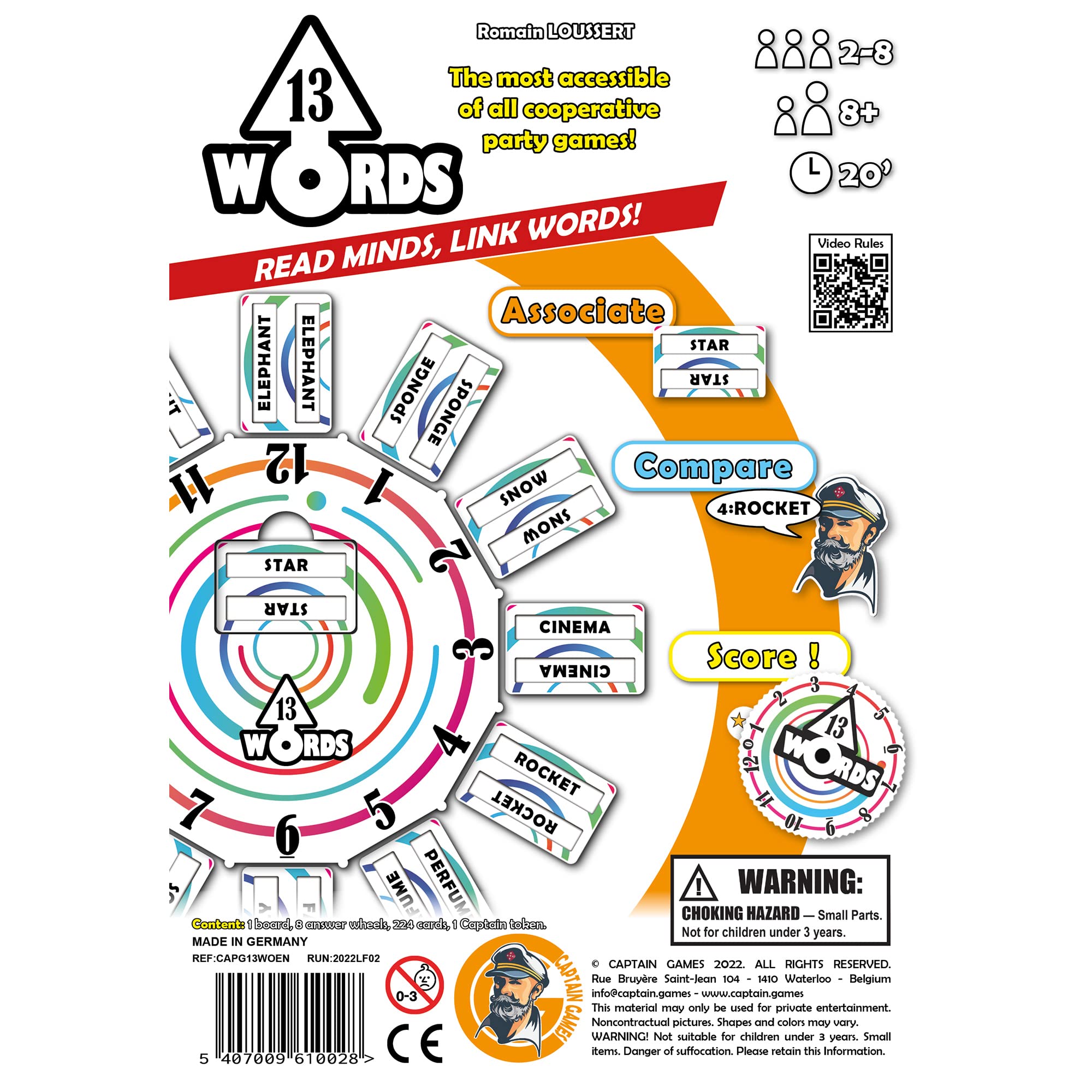 13 Words Party Game - Fun Word Association & Cooperative Family Board Game for Kids & Adults Ages 8+ (2-8 Players, 20 Min Playtime) | Perfect for Family Game Nights, Birthday Parties & Team Building Activities | by Captain Games