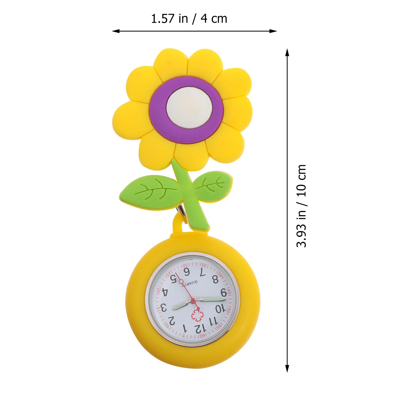 Hemobllo Retractable Nurse Watch with Luminous Hands - Clip-on Sunflower Fob Watch for Nurses, Medical Professionals & Students | Perfect for Hospital Shifts, Clinical Rotations & Healthcare Work (Yellow Quartz Pocket Watch)