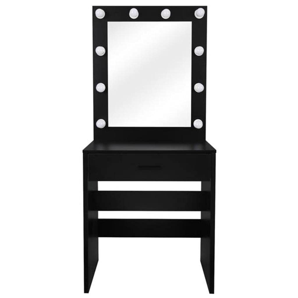 ZSY Single Drawer Dresser with LED Light Cannon and Large Mirror - Black Finish - Warm White Lighting - Perfect for Bedroom, Living Room, or Dormitory Organization