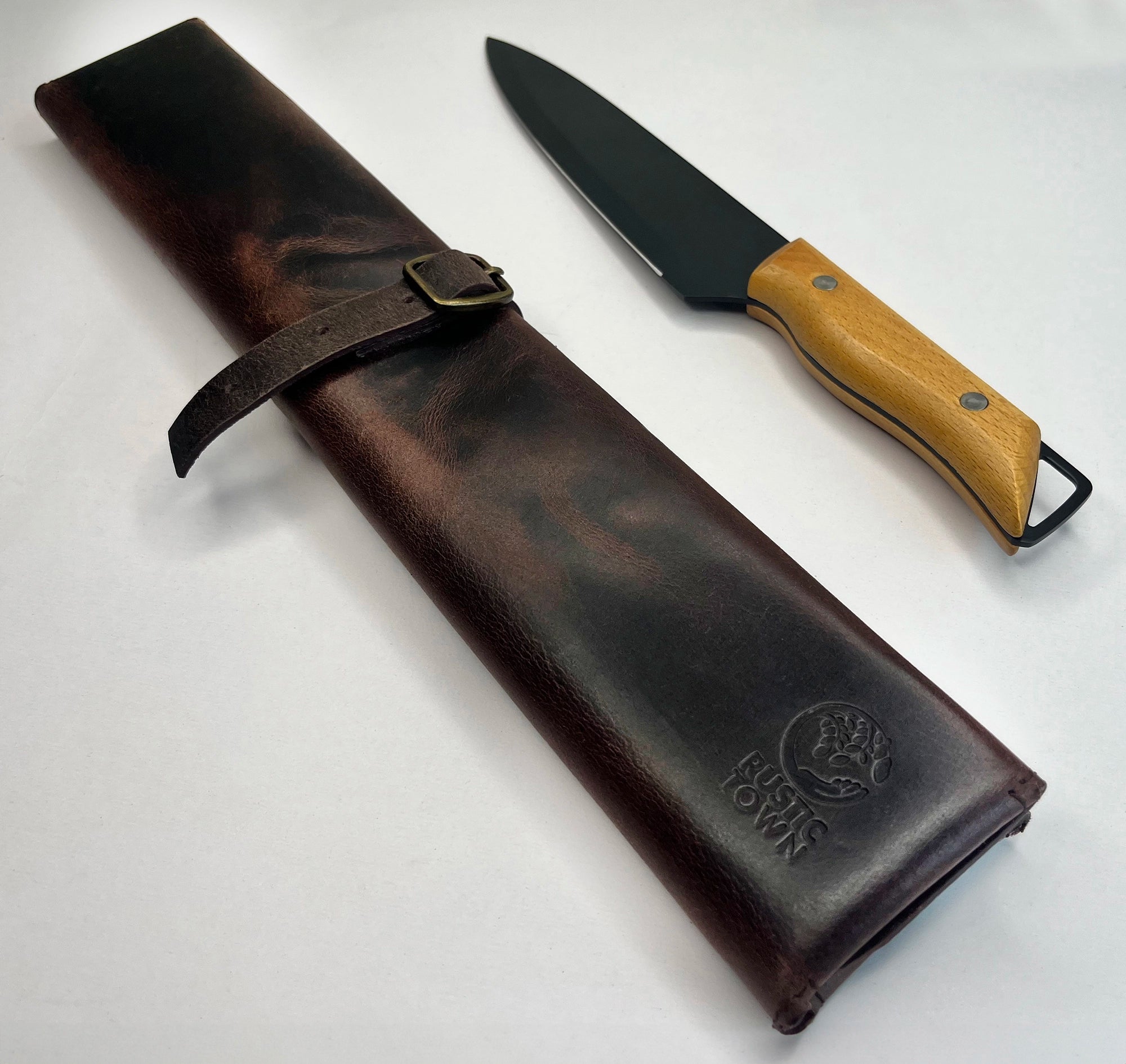 Premium Leather Chef's Knife Case Holder with 2 Knife Slots - Dark Brown | Professional Kitchen Storage & Protection for Cooking Tools | Perfect for Home Chefs & Culinary Gifts