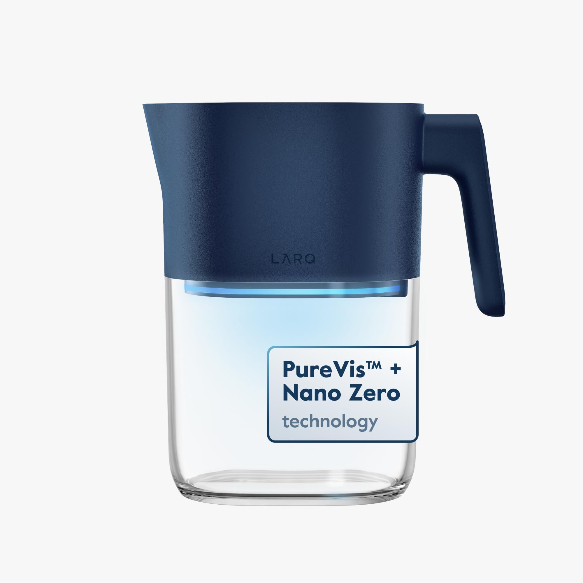 LARQ Pitcher PureVis 1.9L/8-Cup Self-Cleaning UV Water Filter Pitcher - Removes Chlorine, PFAS, PFOS & More - Plant-Based Carbon Filter for Tap & Drinking Water - 1-Year Warranty - Perfect for Home, Office & Travel Use