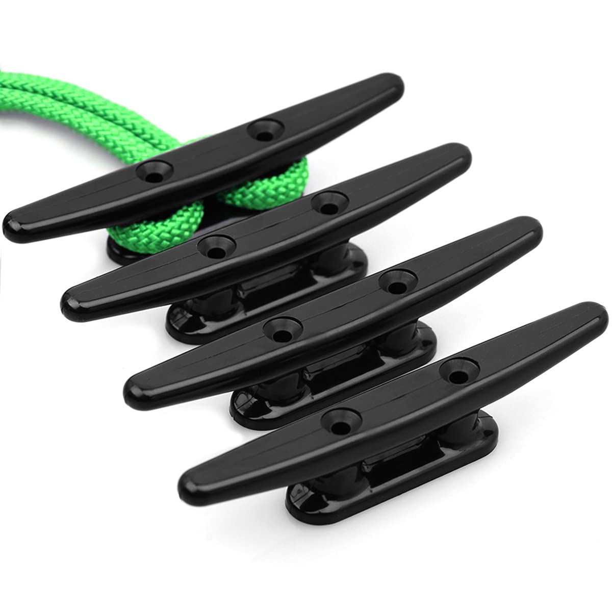 6 Inch Heavy Duty Nylon Boat Dock Cleats (4 Pack) - Black Marine Grade Cleats for Docking Boats, Canoes, Pontoons, Yachts & Kayaks - Perfect for Secure Mooring, Rope Tie-Downs and Watercraft Anchoring