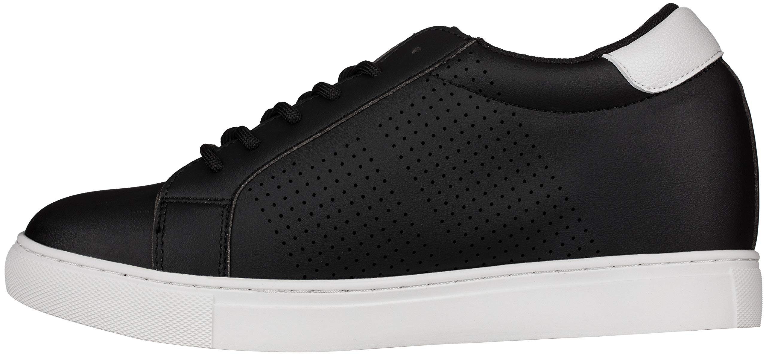 CALTO Men's Invisible Height Increasing Elevator Shoes - Black Leather Lightweight Lace-up Casual Sneakers - 2.6 Inches Taller - Size 11 D(M) US - Perfect for Work, Dating & Everyday Wear