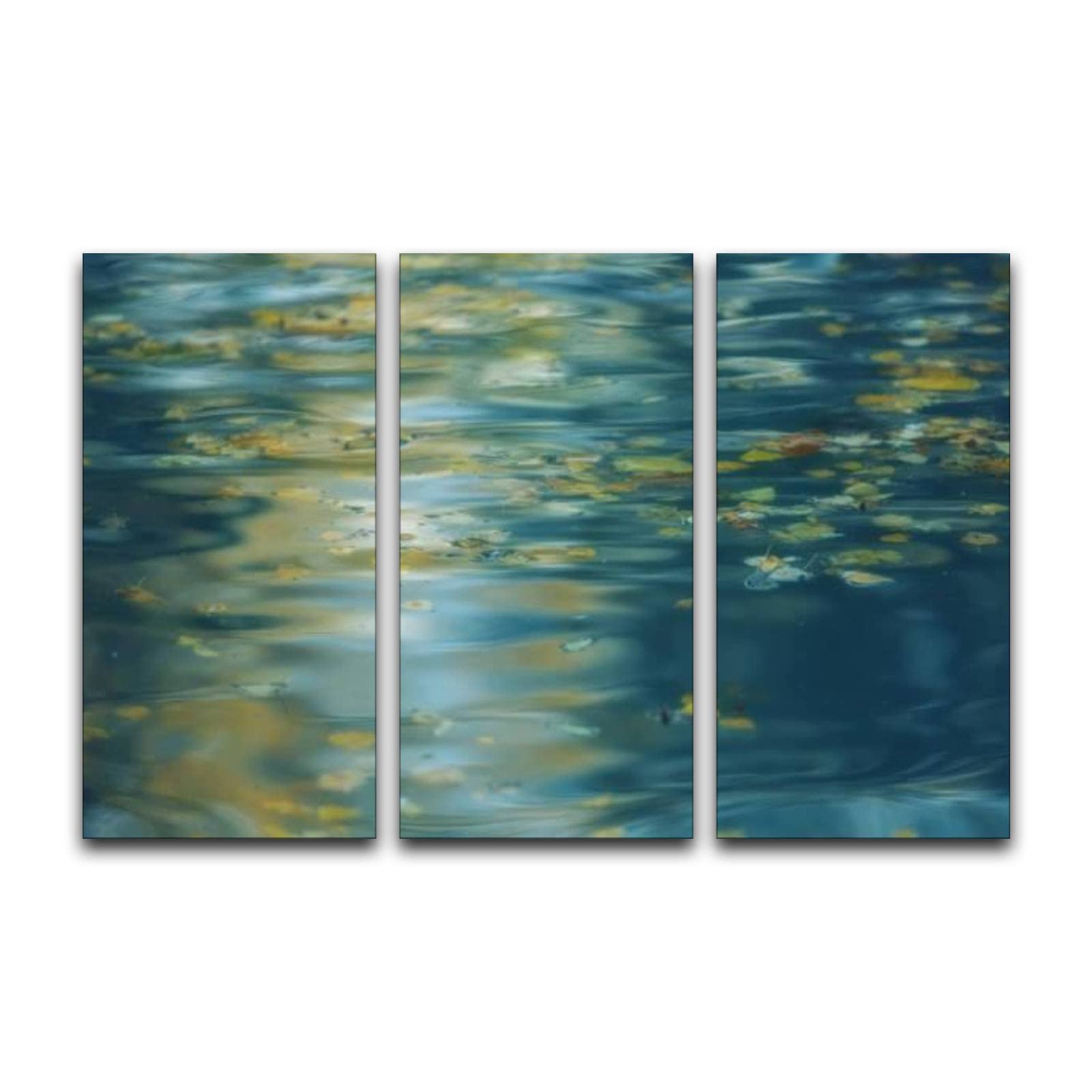 3-Piece Canvas Wall Art - Autumn Leaves & Water Reflections Framed Painting, Home Decor for Living Room & Bedroom (Ready to Hang) | Perfect for Fall Season Decor & Cozy Interior Design