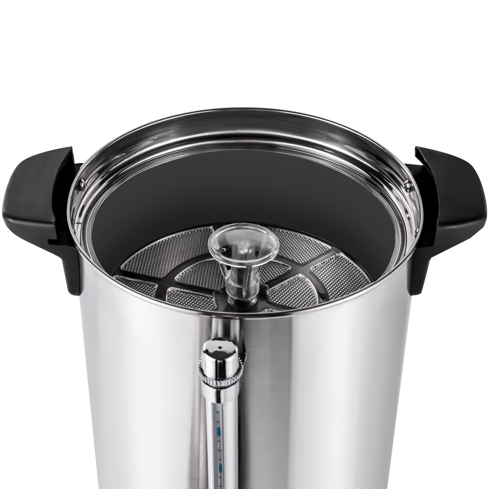 10L Commercial Stainless Steel Coffee Urn - 1KW Electric Coffee Maker with Percolator & Hot Water Boiler - Portable Coffee Pot for Office, Home, Parties, Weddings - Perfect for Large Gatherings, Catering Events and Restaurants