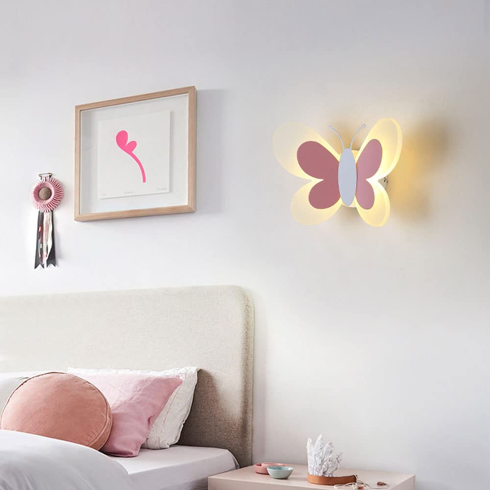 Creative Butterfly Wall Lamp - Cartoon Kids Room LED Night Light, Bedside Wall Sconce for Bedroom & Nursery - Nordic Style Decorative Lighting for Hallway, Corridor & Children's Play Area
