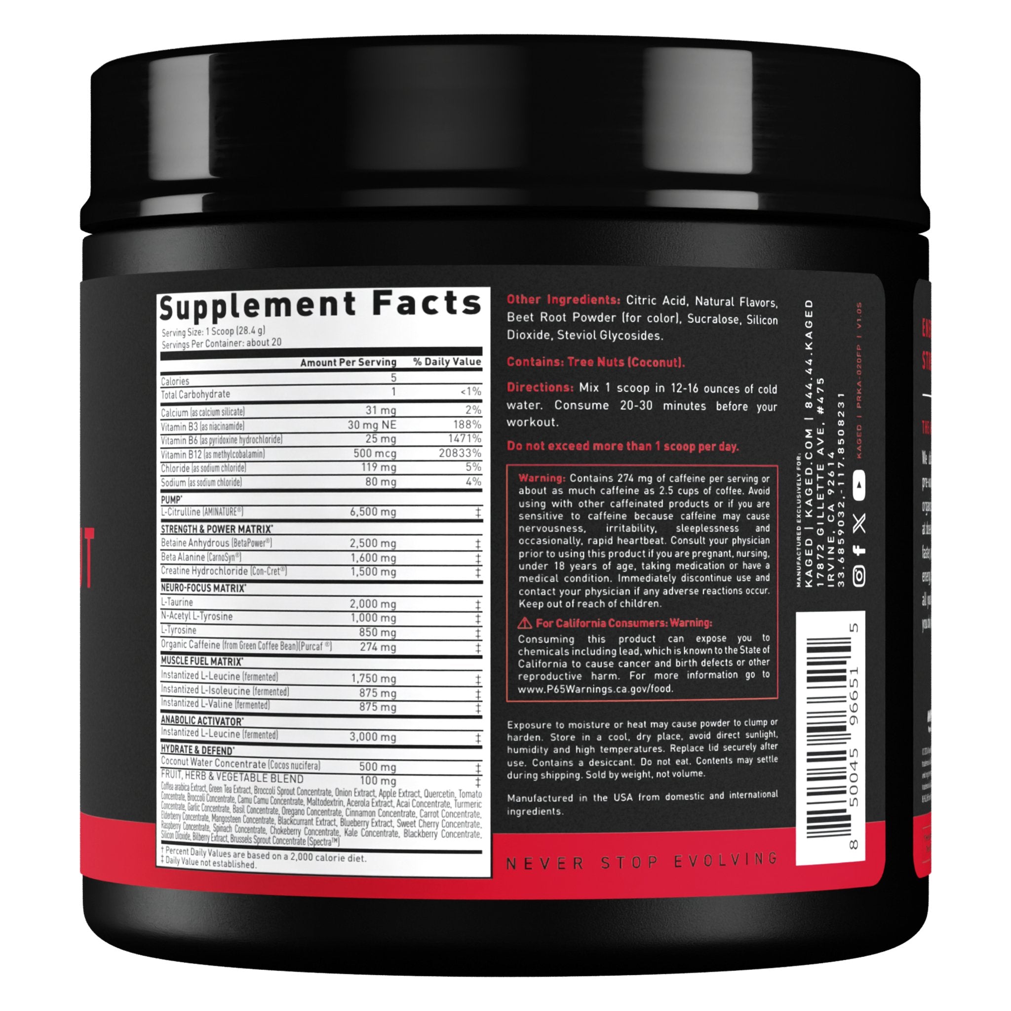 Kaged Pre Workout Supplement - Boost Energy, Focus & Performance for Gym & Fitness Training | Best for Athletes & Bodybuilders