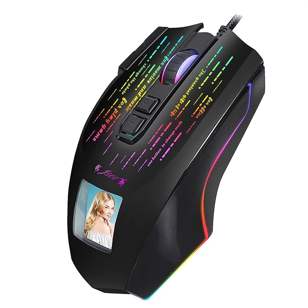 DAILYINT Gaming Mouse with Touchscreen - USB Wired RGB Mouse with 9 Lighting Modes, Programmable Buttons, 10000 DPI, Ergonomic Design for PC Gamers - Perfect for FPS, MOBA Games and Office Work (Compatible with Windows 7/8/10)
