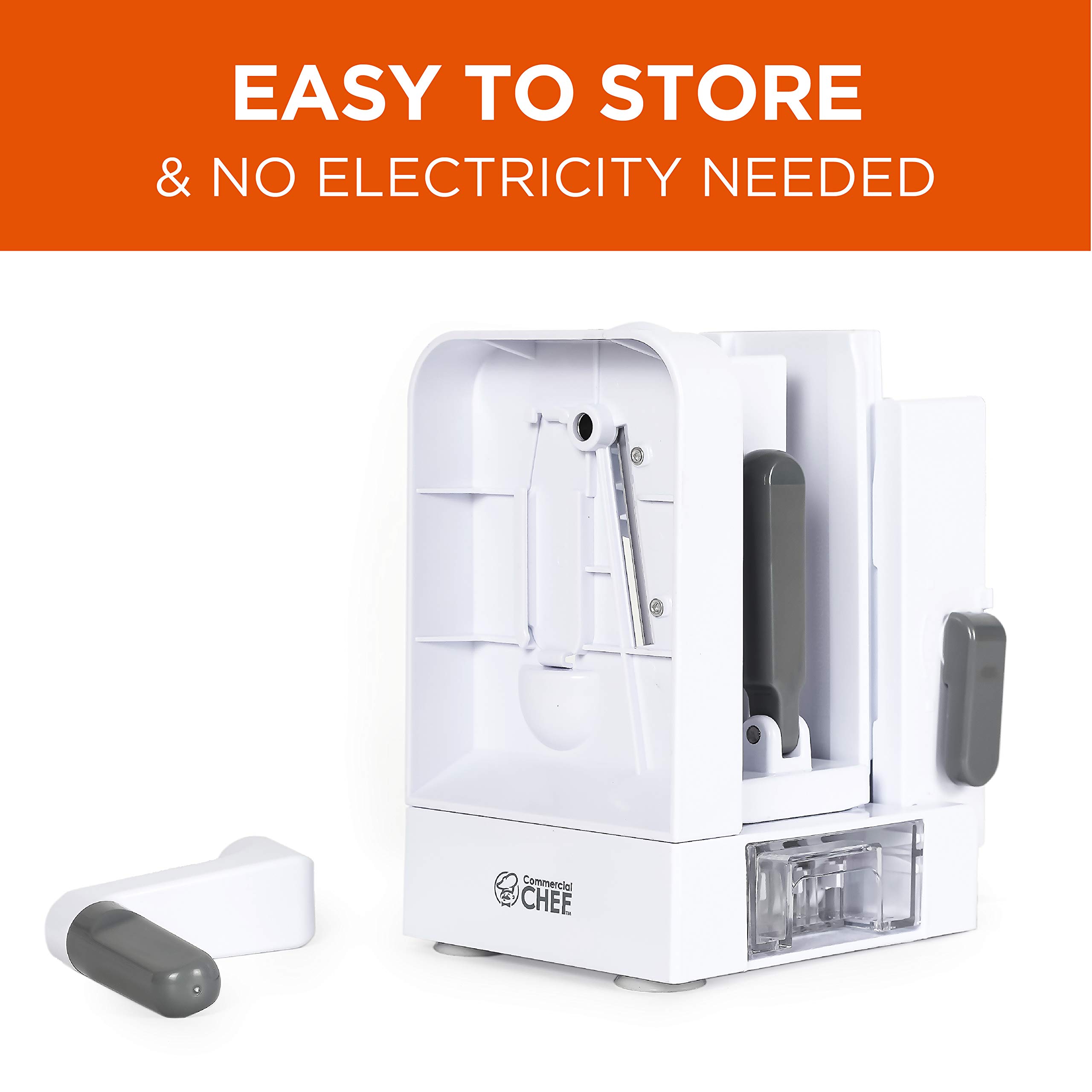 Commercial Chef Mini Spiralizer Pasta Maker - 4 Blade Vegetable Spiral Slicer for Squash, Zucchini, Potatoes & Carrots | Handheld Veggie Noodle Maker for Healthy Meals, Salads & Meal Prep