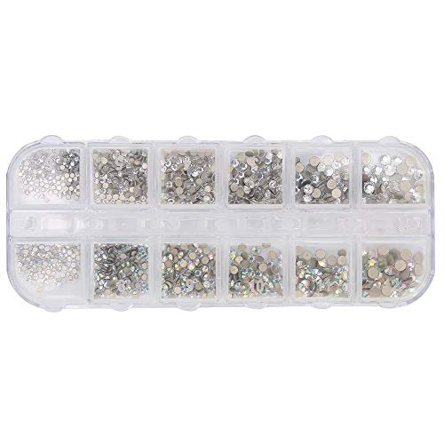 12 Sizes DIY Nail Rhinestones - Professional AB Crystal Flatback Gems for Nail Art, Manicure & Salon Use | Colorful Glass Decoration for Home & Beauty Salon | Perfect for Wedding, Party & Special Occasion Nail Designs