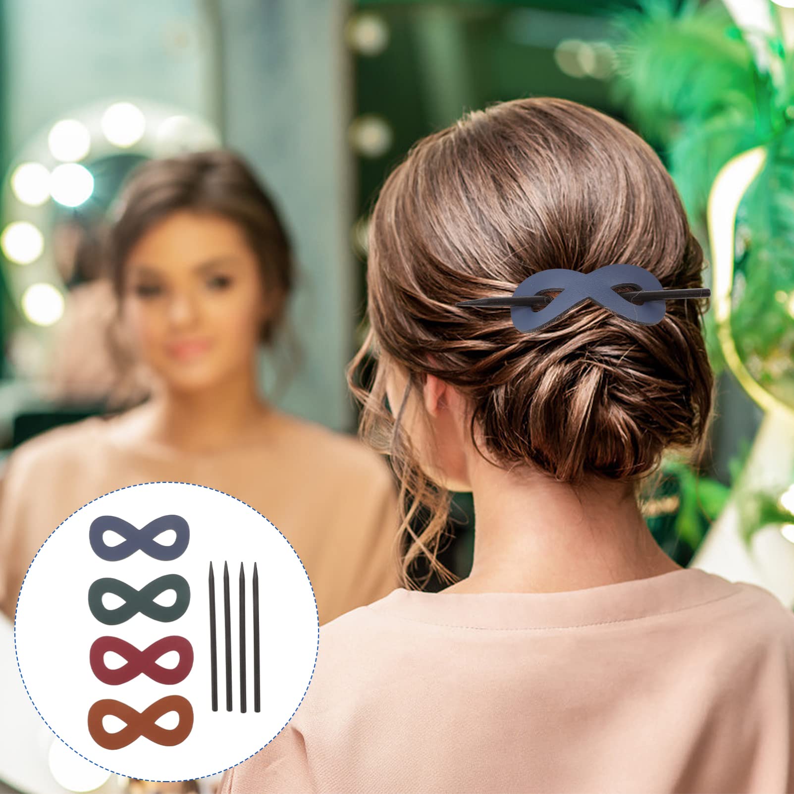 4pcs Leather Hair Clips for Women - French Barrette Hair Accessories, Oval Shape PU Leather Slide Barrettes - Perfect for Weddings, Parties & Everyday Styling