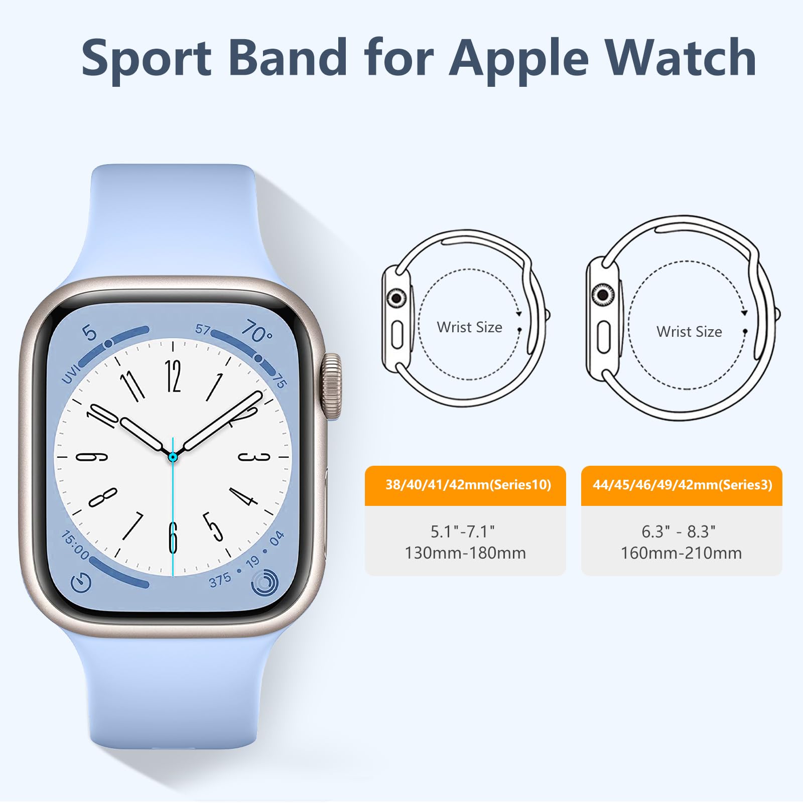 8 Pack Sport Bands Compatible with Apple Watch 38mm-49mm - Soft Silicone Waterproof Strap for Apple Watch Ultra/Ultra 2 & Series 10-1 SE - Perfect for Running, Swimming & Everyday Wear