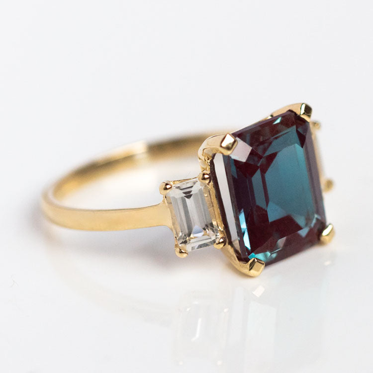 Elegant Alexandrite & White Topaz Ring for Women | Durable Sterling Silver Jewelry Gift for Anniversary, Birthday & Special Occasions
