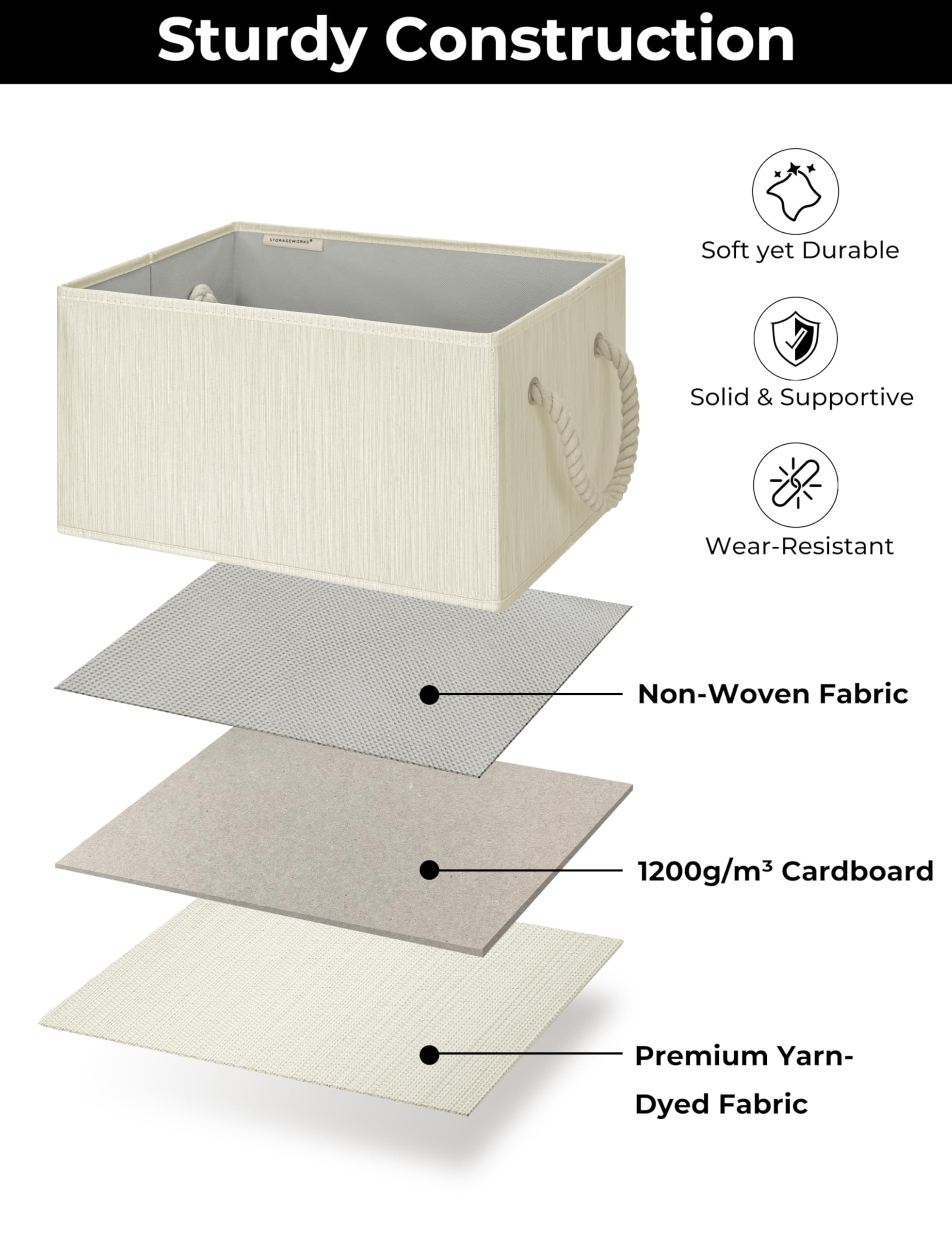 Foldable Fabric Storage Bins with Handles - Organize Shelves & Home Decor
