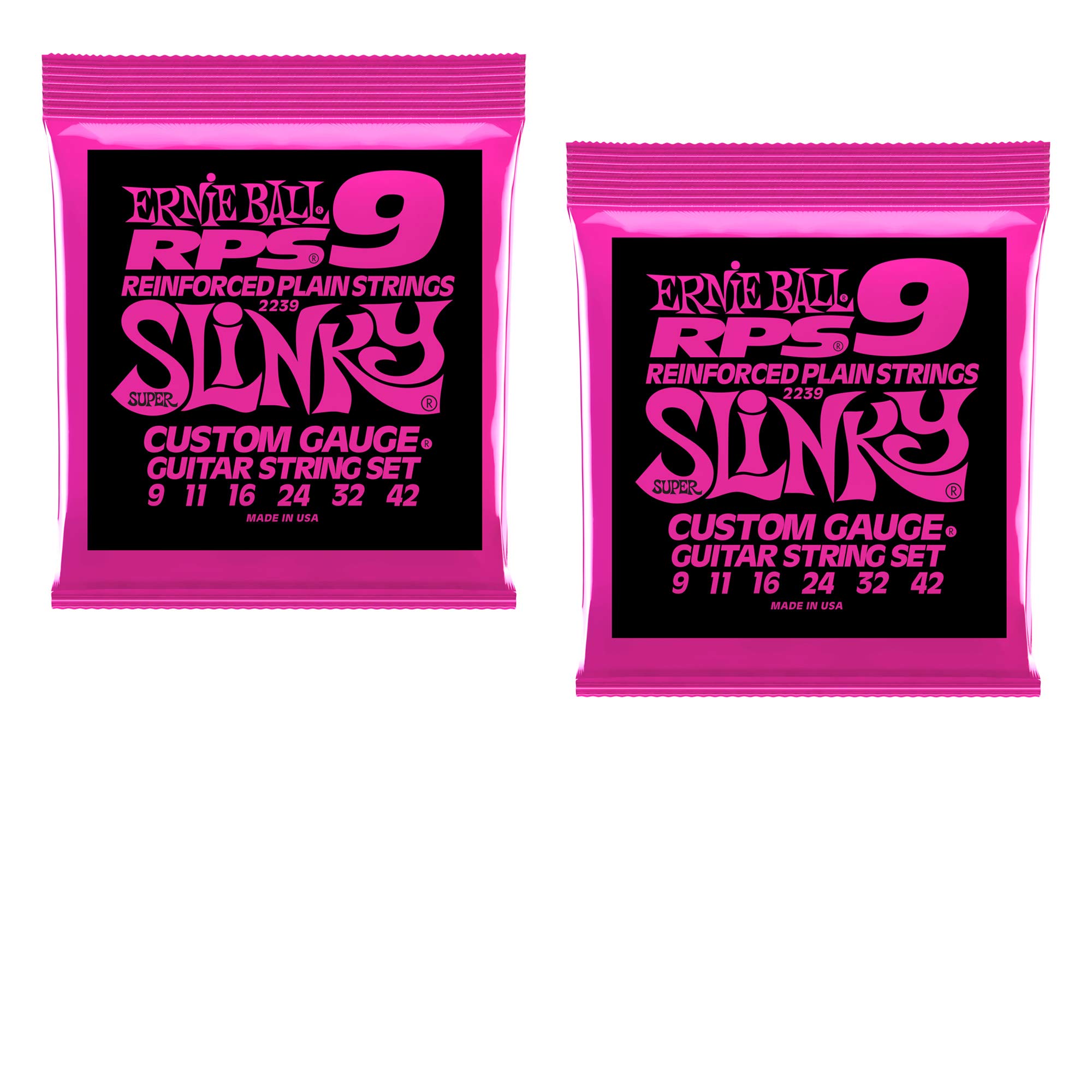 2-Pack Ernie Ball RPS Super Slinky Electric Guitar Strings - Made in USA (P02239) - Perfect for Rock, Blues & Metal Performances