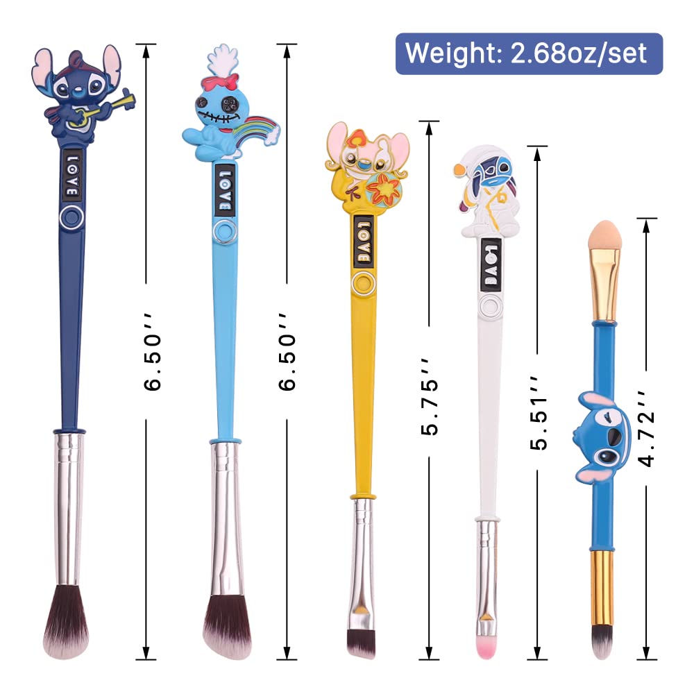 Interstellar Baby Makeup Brushes Set - 5Pcs Professional Synthetic Cosmetic Brushes for Foundation, Eyeshadow, Blending | Creative Stitch Design | Perfect Gift for Teens & Women | Great for Everyday Makeup & Special Occasions