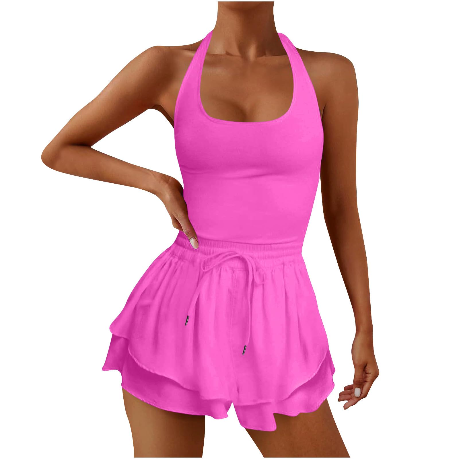 Women's Sleeveless Romper Jumpsuit - 2024 Summer Athletic Shorts for Running, Workout, Yoga & Tennis | Breathable Comfort Outfit for Sports & Casual Wear