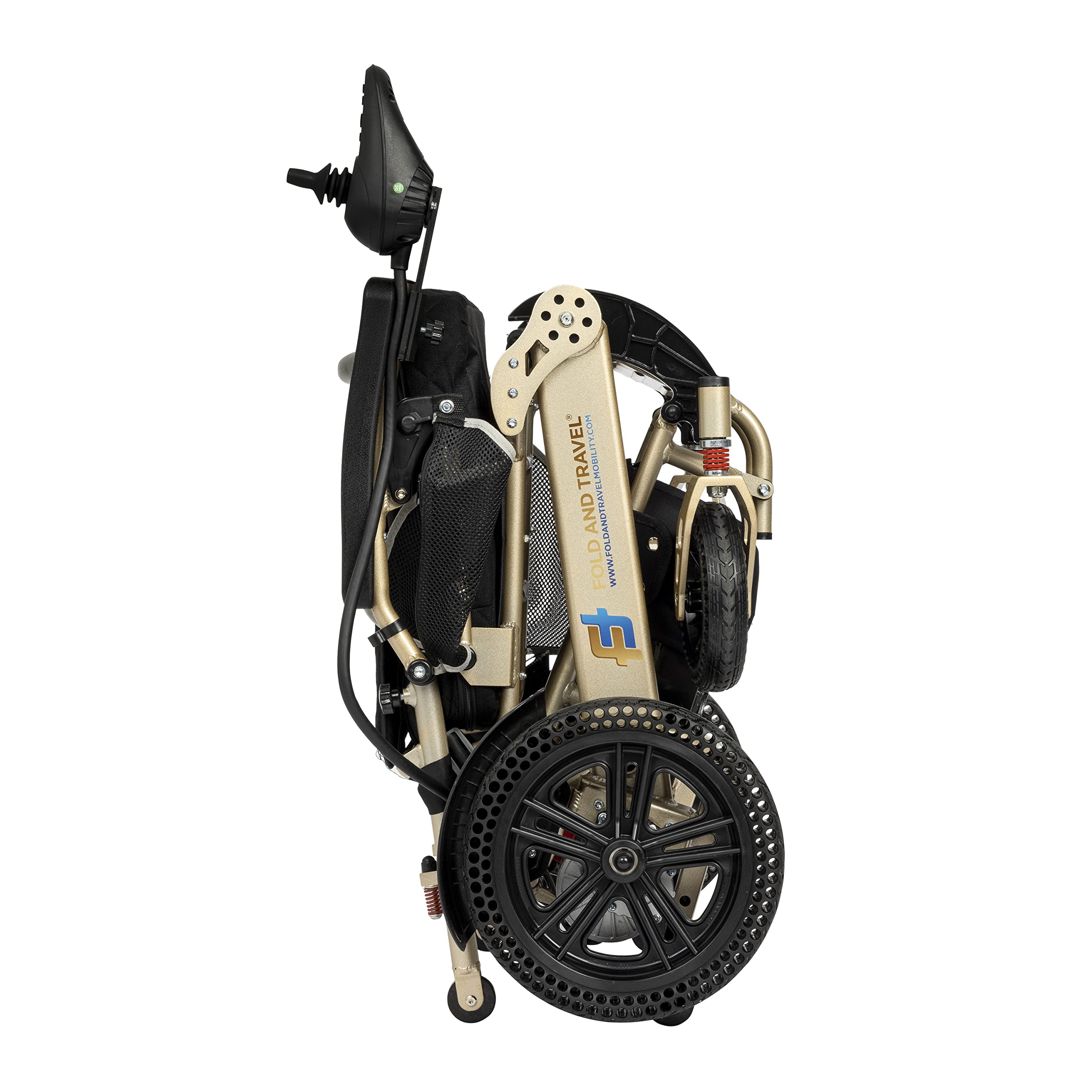 Lightweight Foldable Electric Wheelchair for Adults - Auto Folding Power Wheelchair with Comfortable Seat (Gold) | Perfect for Travel, Shopping & Indoor/Outdoor Mobility