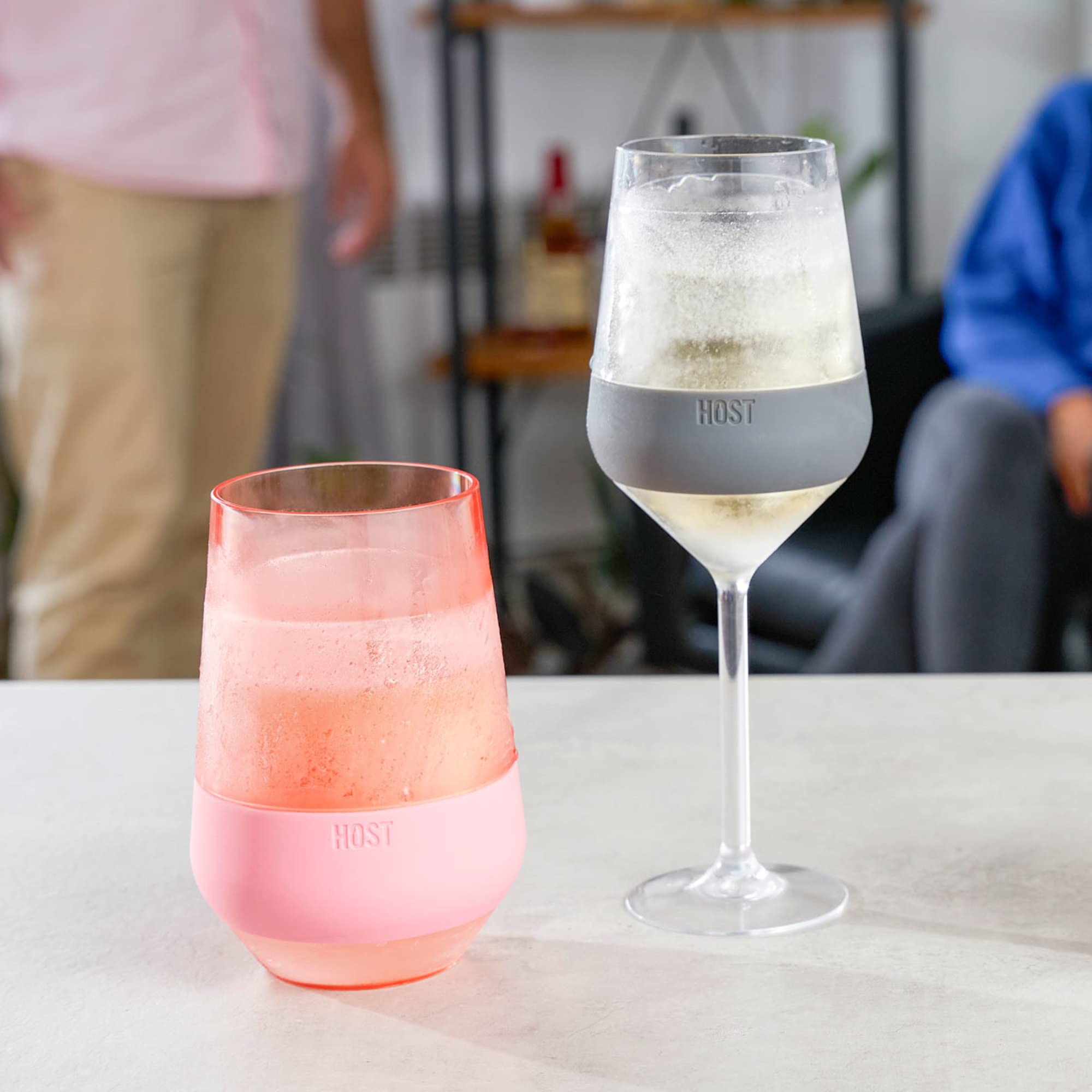 HOST Wine Freeze Stemmed Wine Glasses, 6.5oz Set of 2 Cooling Cups, Mother's Day Gifts for Wife, Mom Birthday Gifts, Women's Gifts, Gray – Perfect for Chilled Wine, Cocktails, and Outdoor Gatherings