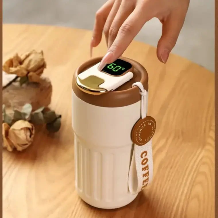 Smart Digital Portable Thermal Coffee Mug - 12oz Stainless Steel Vacuum Insulated Travel Mug with Temperature Display | XJ4806 | Perfect for Office, Commuting & Outdoor Activities