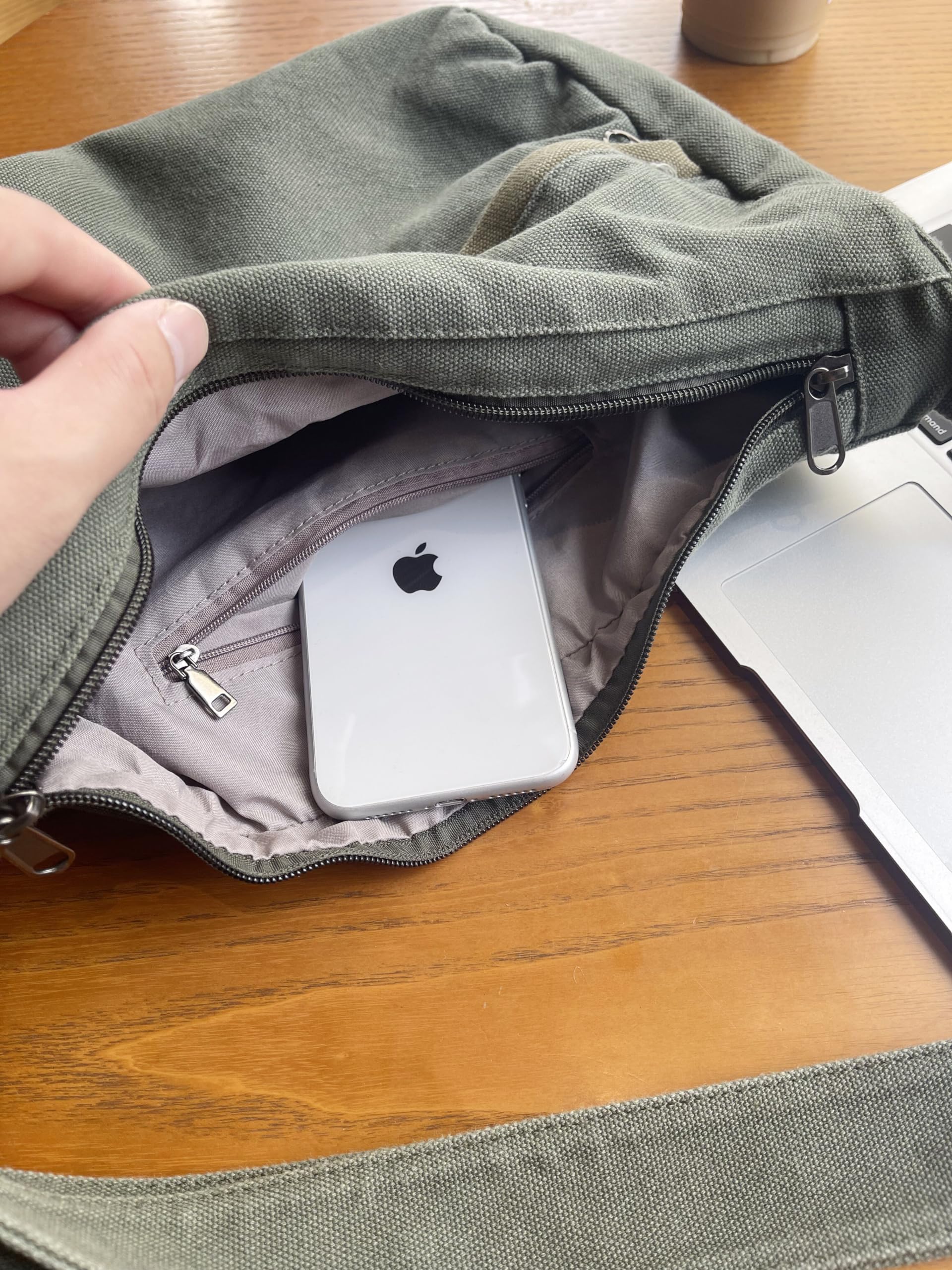 Large Canvas Messenger Bag for Men & Women - Multi-Pocket Crossbody Shoulder Tote Laptop Bag - Perfect for Work, Travel & Daily Commute