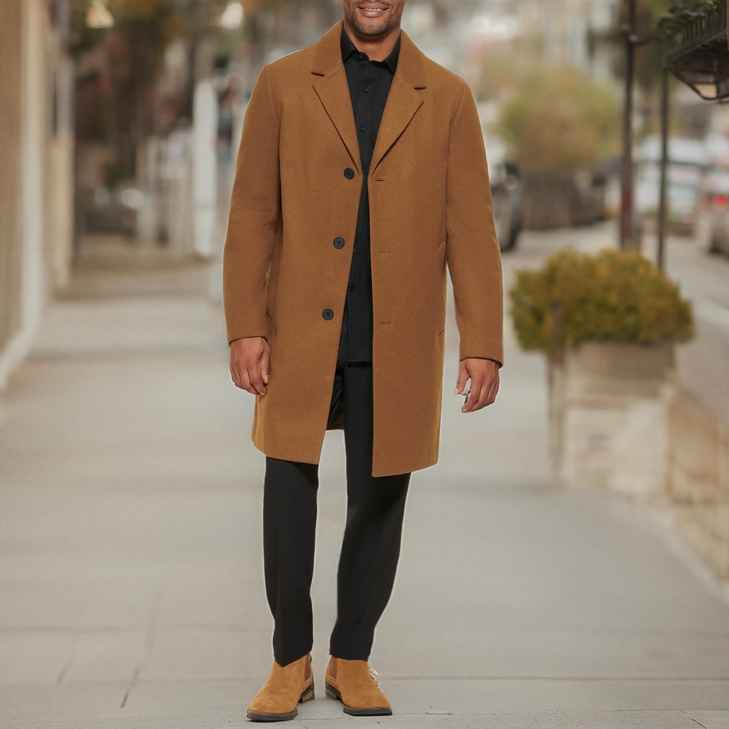 DKNY Men's Wool Blend Notch Collar Winter Coat - Warm & Stylish Outerwear for Business, Office & Formal Occasions