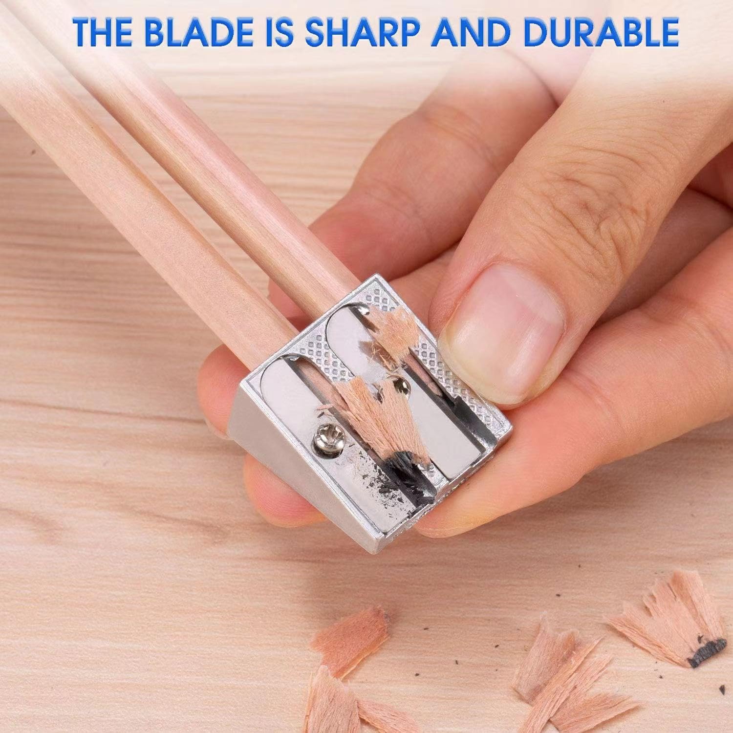 Metal Pencil Sharpeners 4pcs - Dual Hole for Graphite & Colored Pencils - Home & Office Use