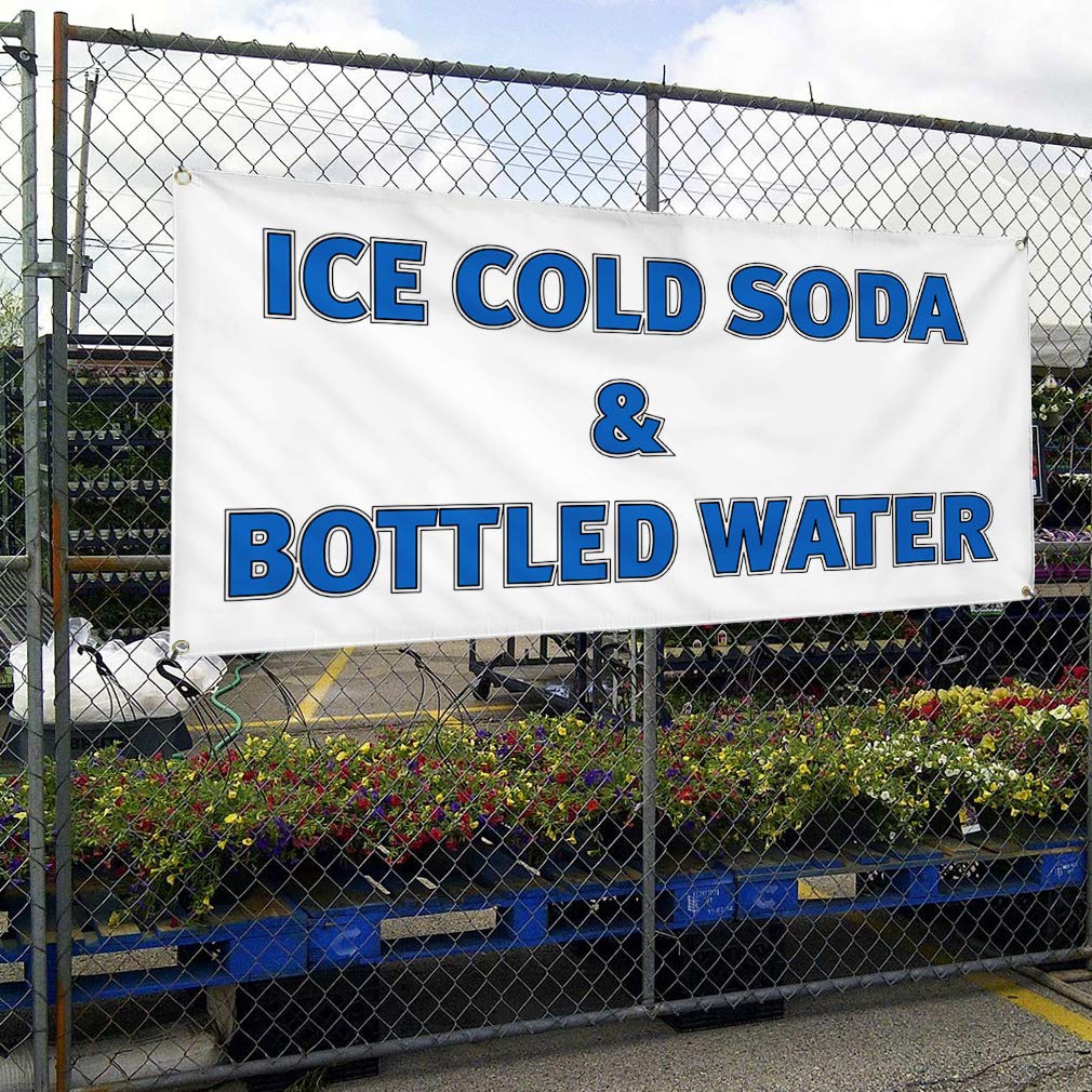 Vinyl Banner - 48x96 Inches, Weatherproof & Durable with 8 Grommets - Perfect for Restaurants, Cafes & Outdoor Advertising - Promote Soda, Bottled Water & Food Services - Ideal for Yard Signs, Industrial Use & Business Promotion