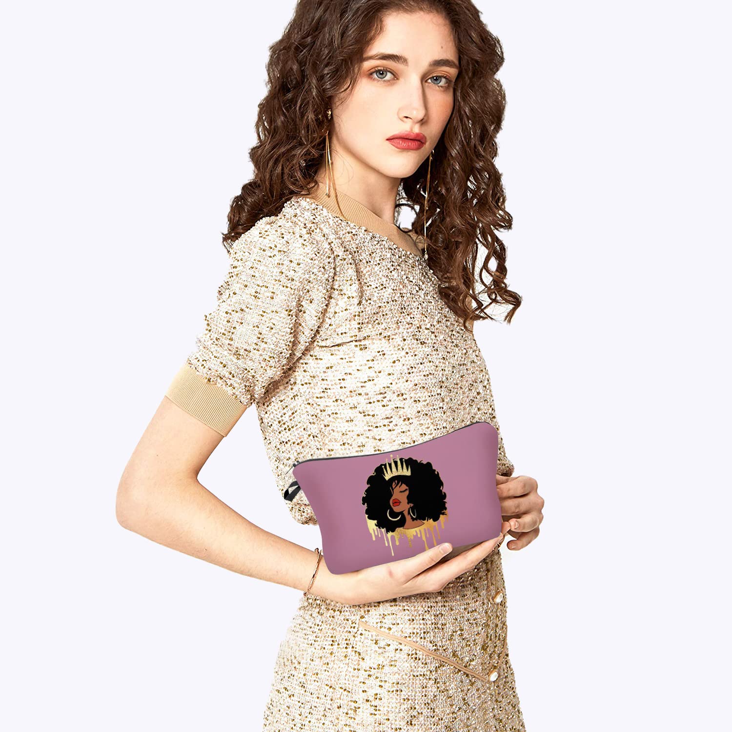 3 Pack African American Makeup Bags for Women - Afro Black Cosmetic Travel Pouches with Inspirational Designs, Funny Toiletry Organizers for Purse, Gym & Vacation Accessories